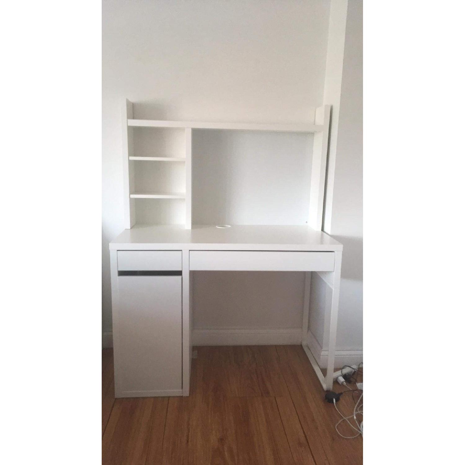 Ikea Micke White Desk w/ Add-on Shelves - image-1
