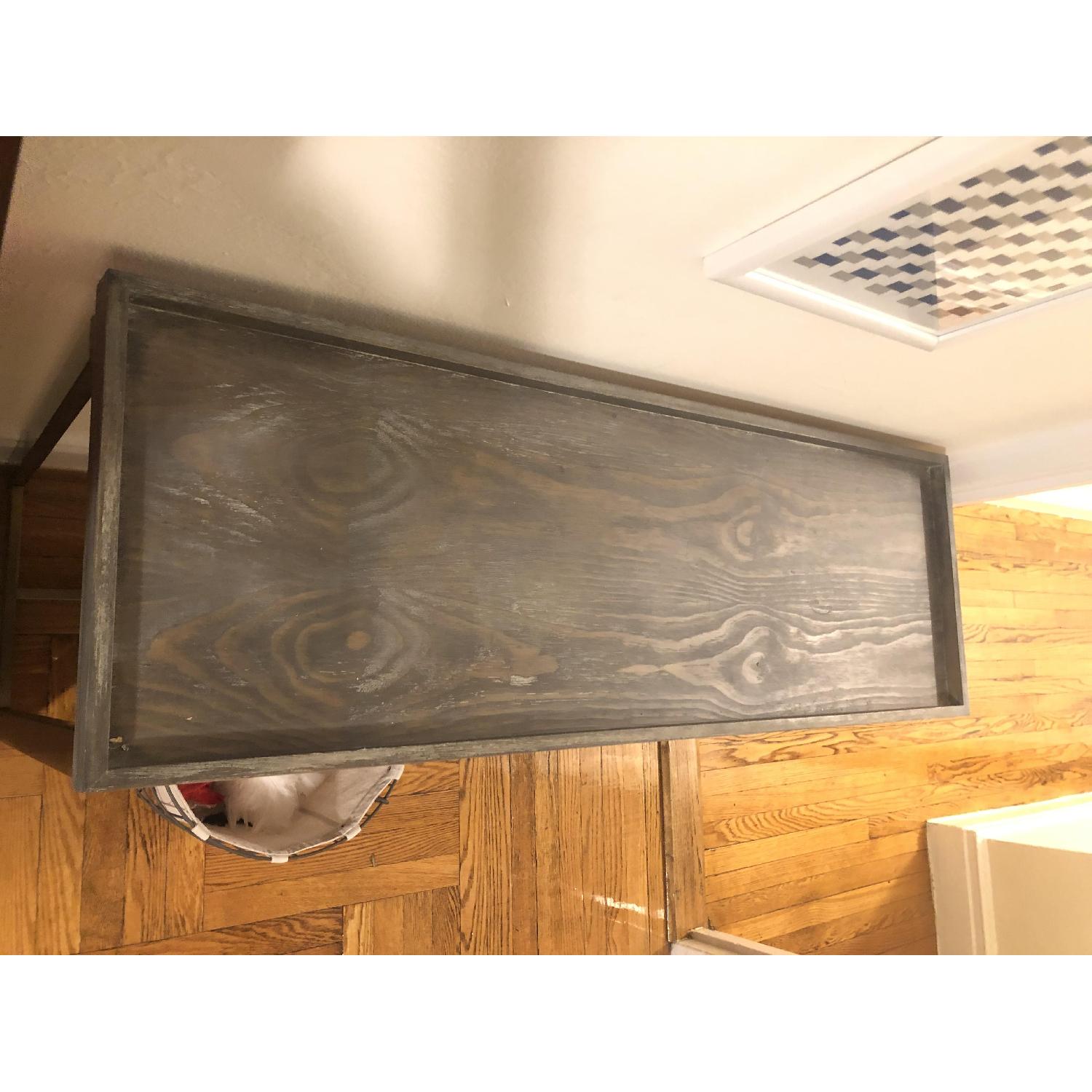 Rustic Floating Top Console Table w/ Brass-Finish Base - image-1