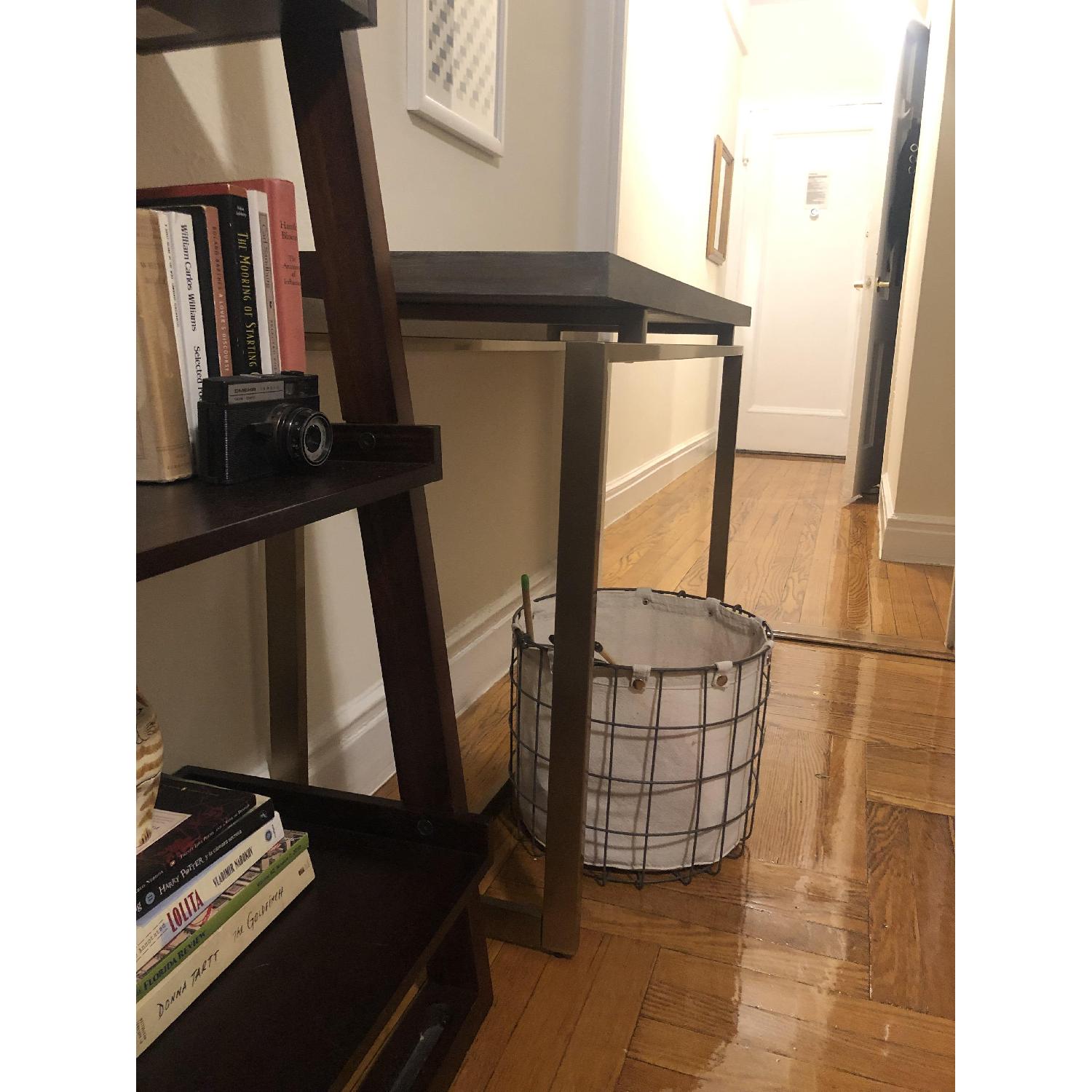 Rustic Floating Top Console Table w/ Brass-Finish Base - image-4