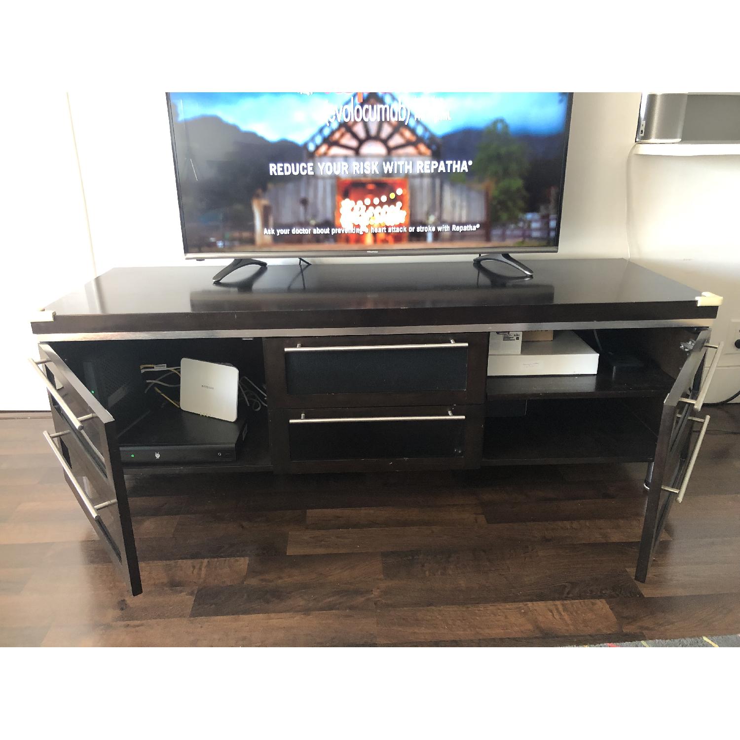 Modern Wood + Stainless Steel Media Console AptDeco