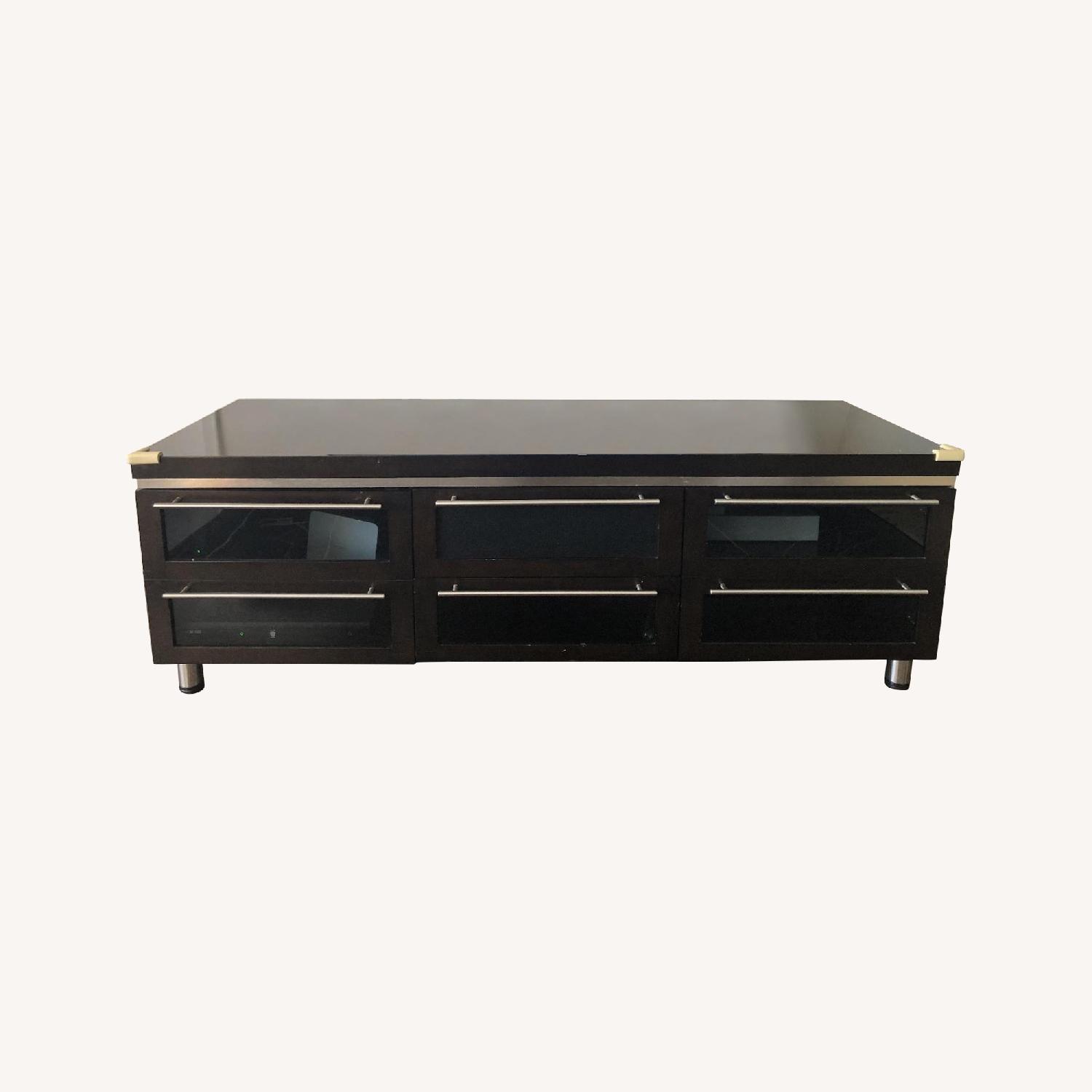 Modern Wood + Stainless Steel Media Console AptDeco