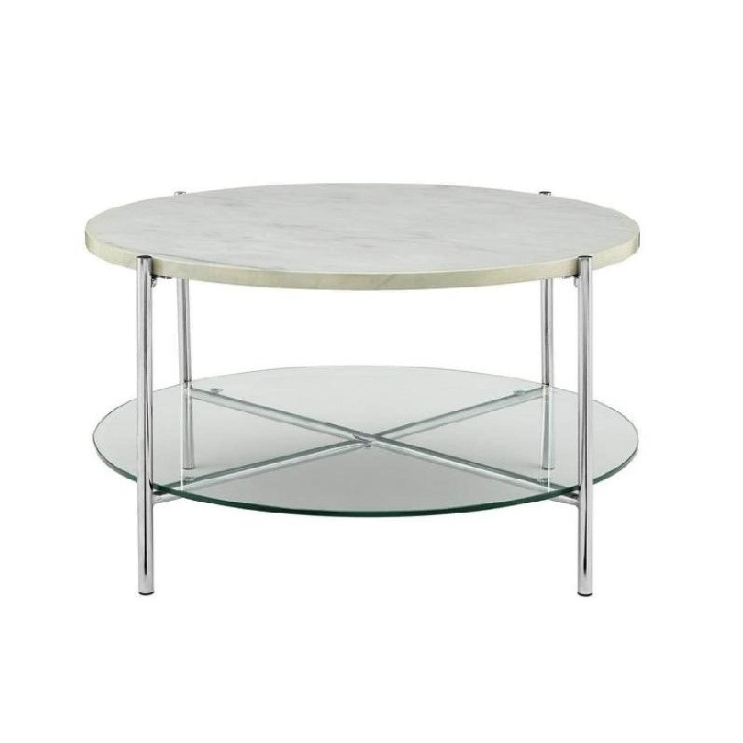 White Marble/Chrome Coffee Table AptDeco