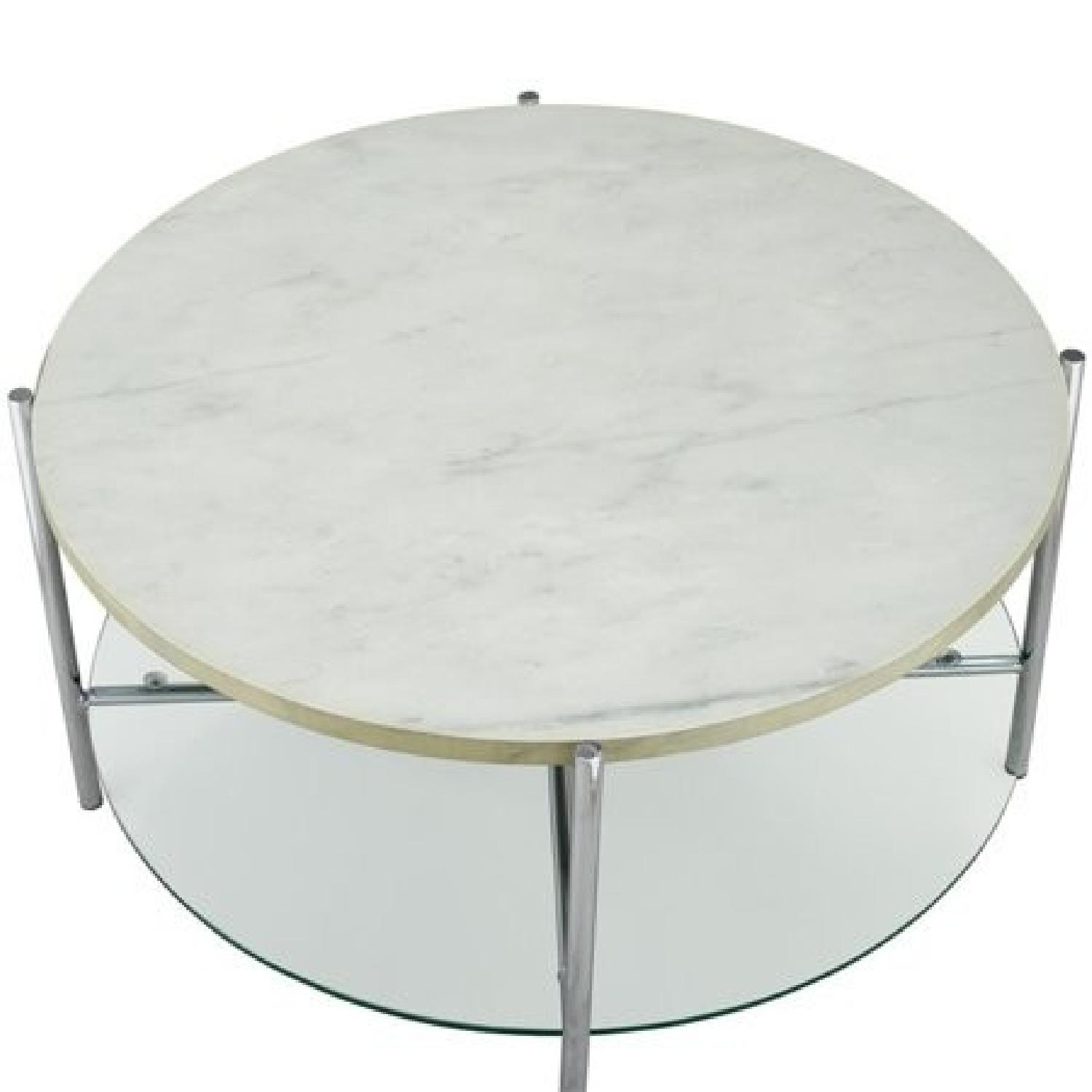 White Marble/Chrome Coffee Table - image-4