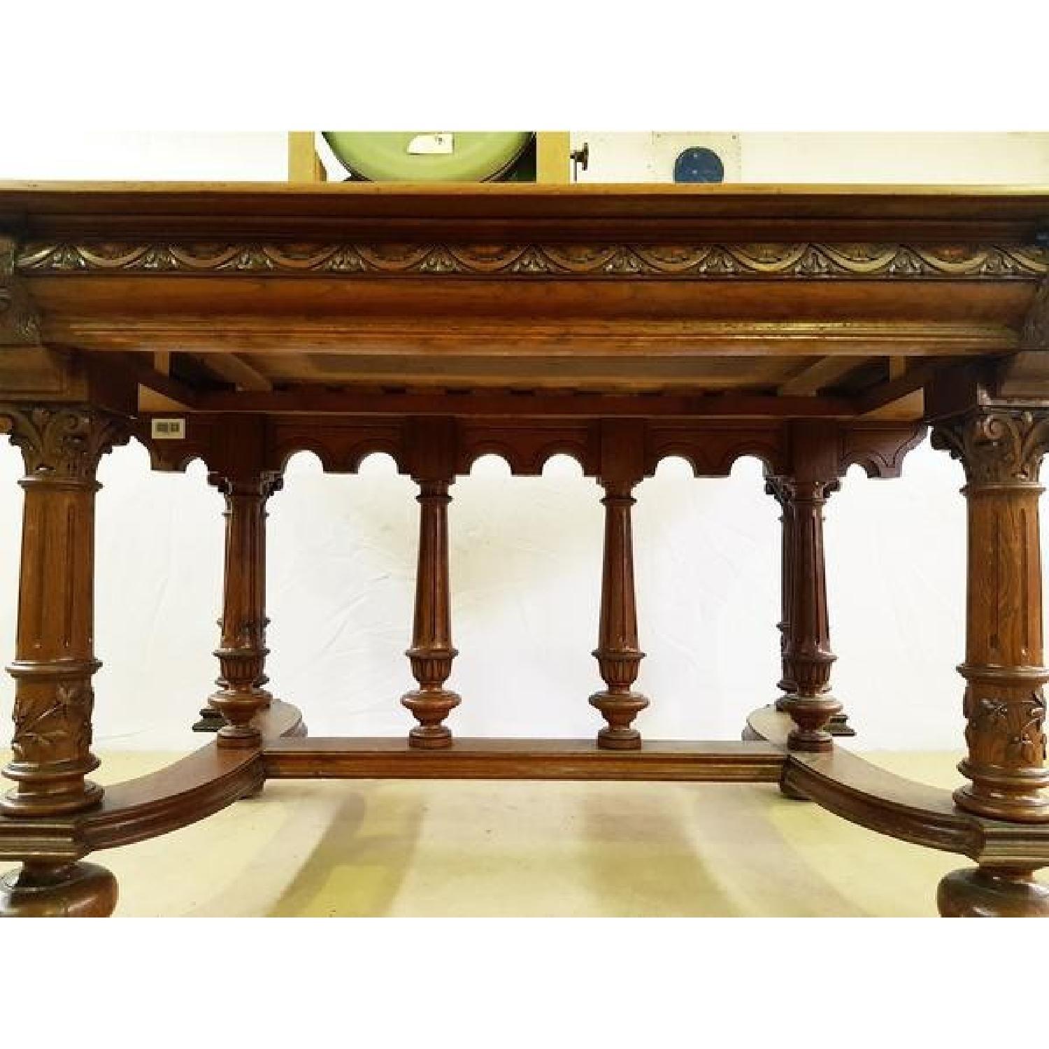 Jacobean Style 1930's French Carved Solid Dining Table - image-2
