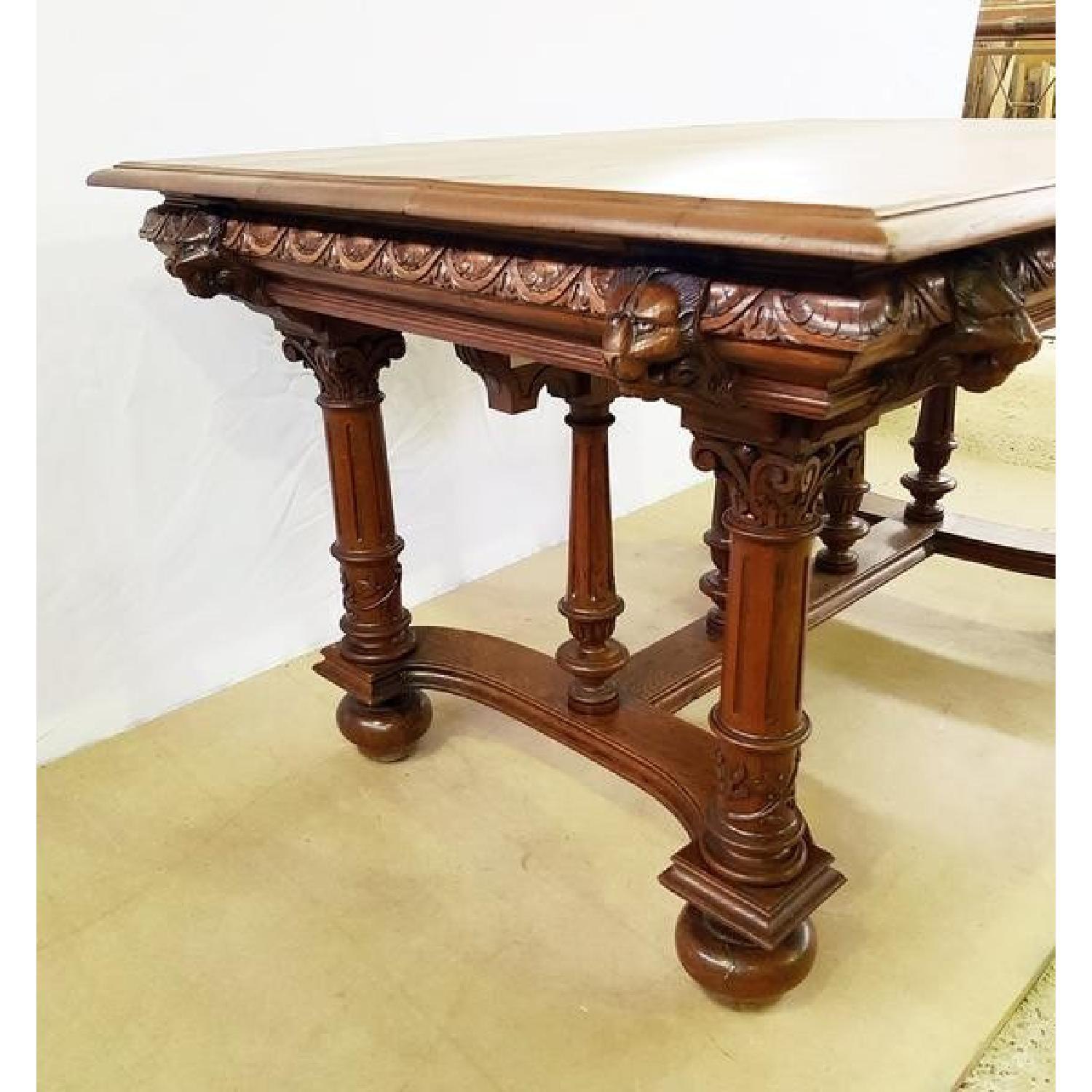 Jacobean Style 1930's French Carved Solid Dining Table - image-3
