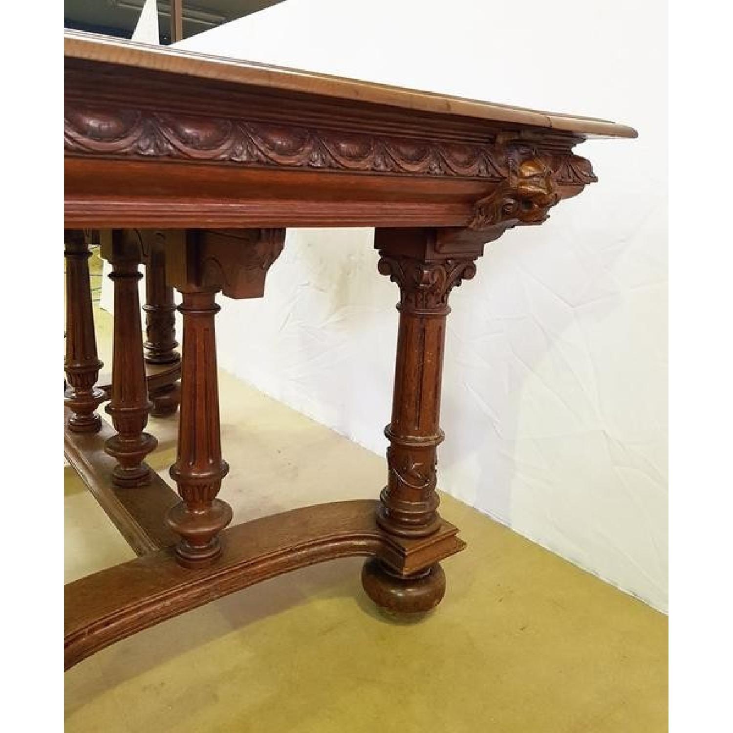 Jacobean Style 1930's French Carved Solid Dining Table - image-4