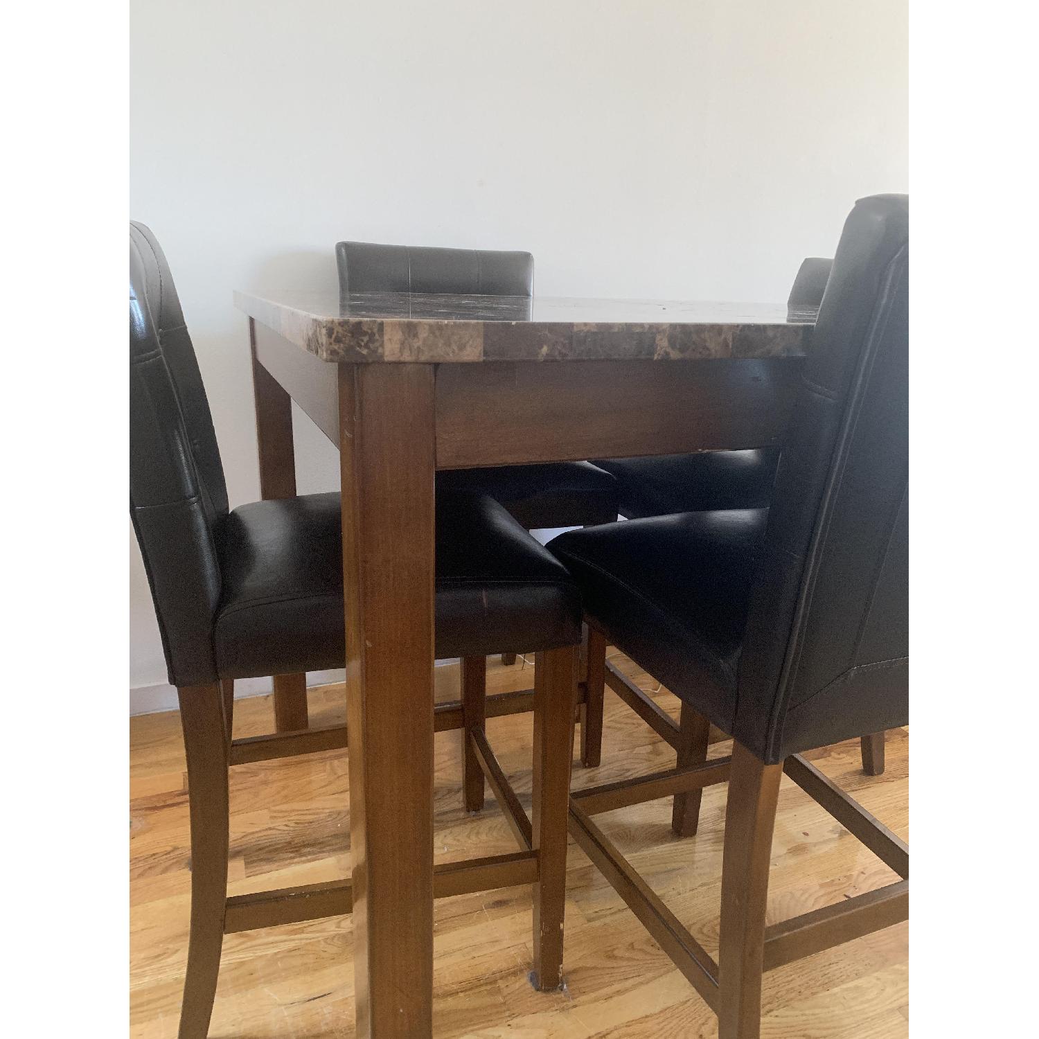 Wooden Dining Table w/ 4 Leather Chairs - image-4