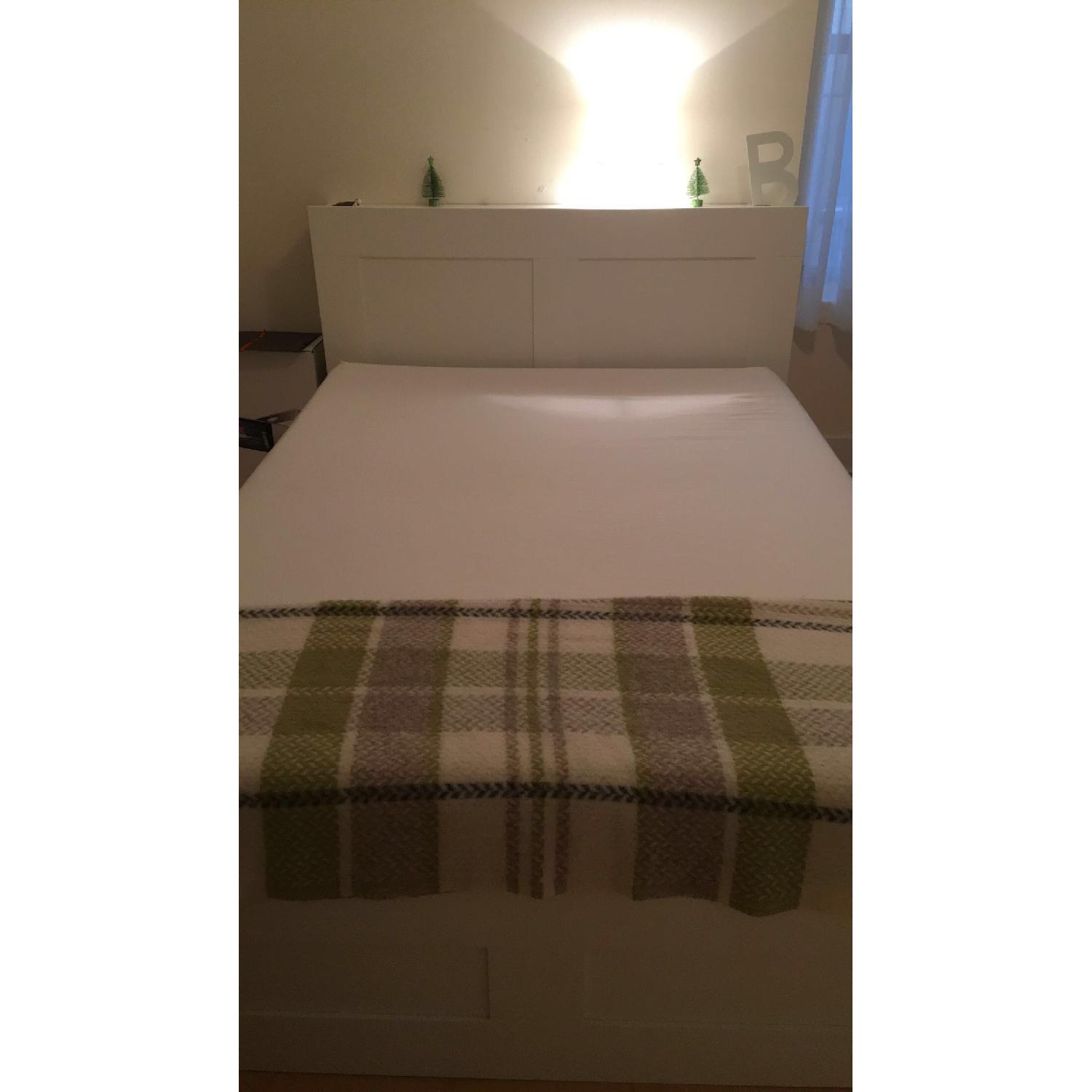 Ikea Brimnes Queen Size Bed Frame w/ Headboard & Storage Drawers in White - image-1