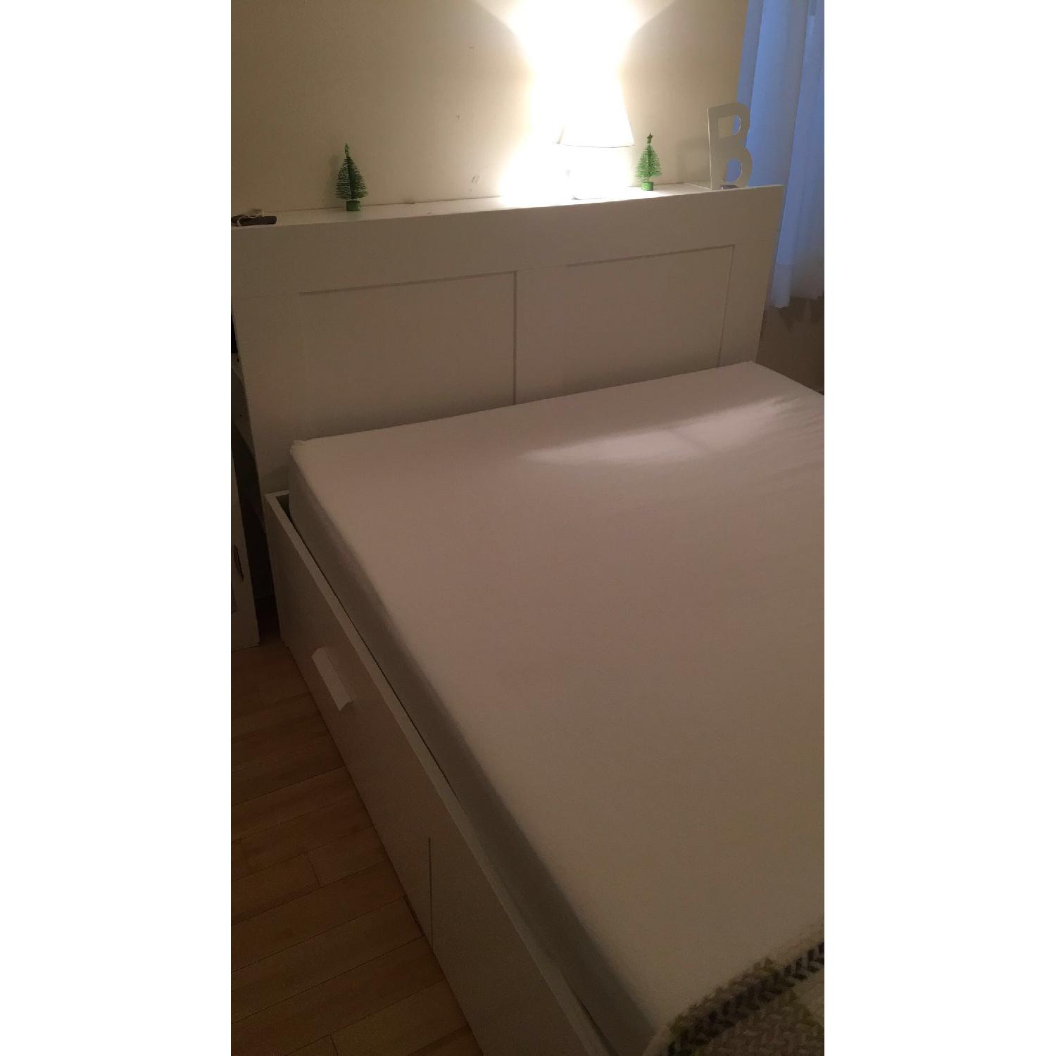 Ikea Brimnes Queen Size Bed Frame w/ Headboard & Storage Drawers in White - image-2