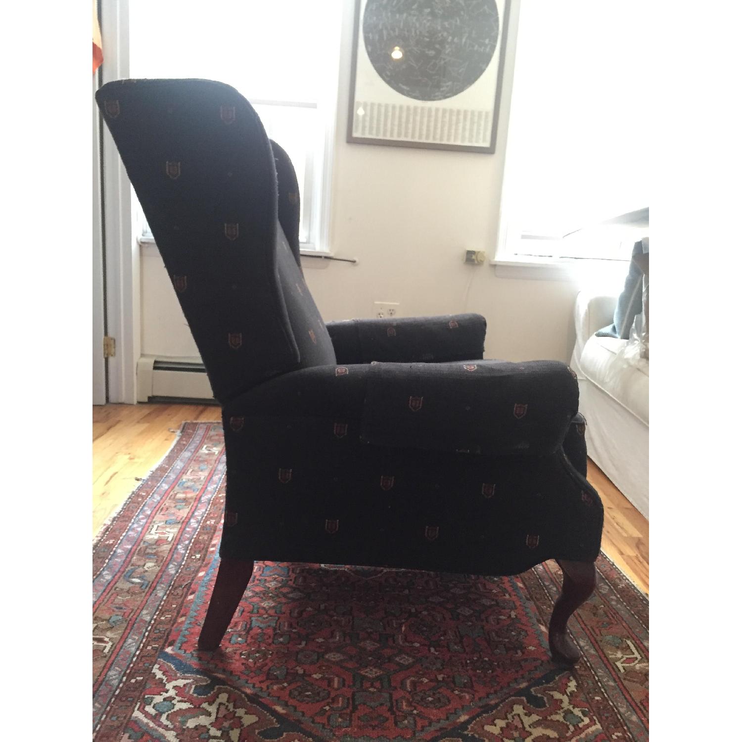 Vintage Navy Blue Wingback Recliner - image-2