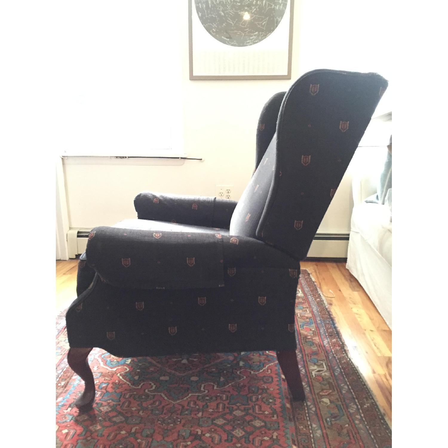 Vintage Navy Blue Wingback Recliner - image-3