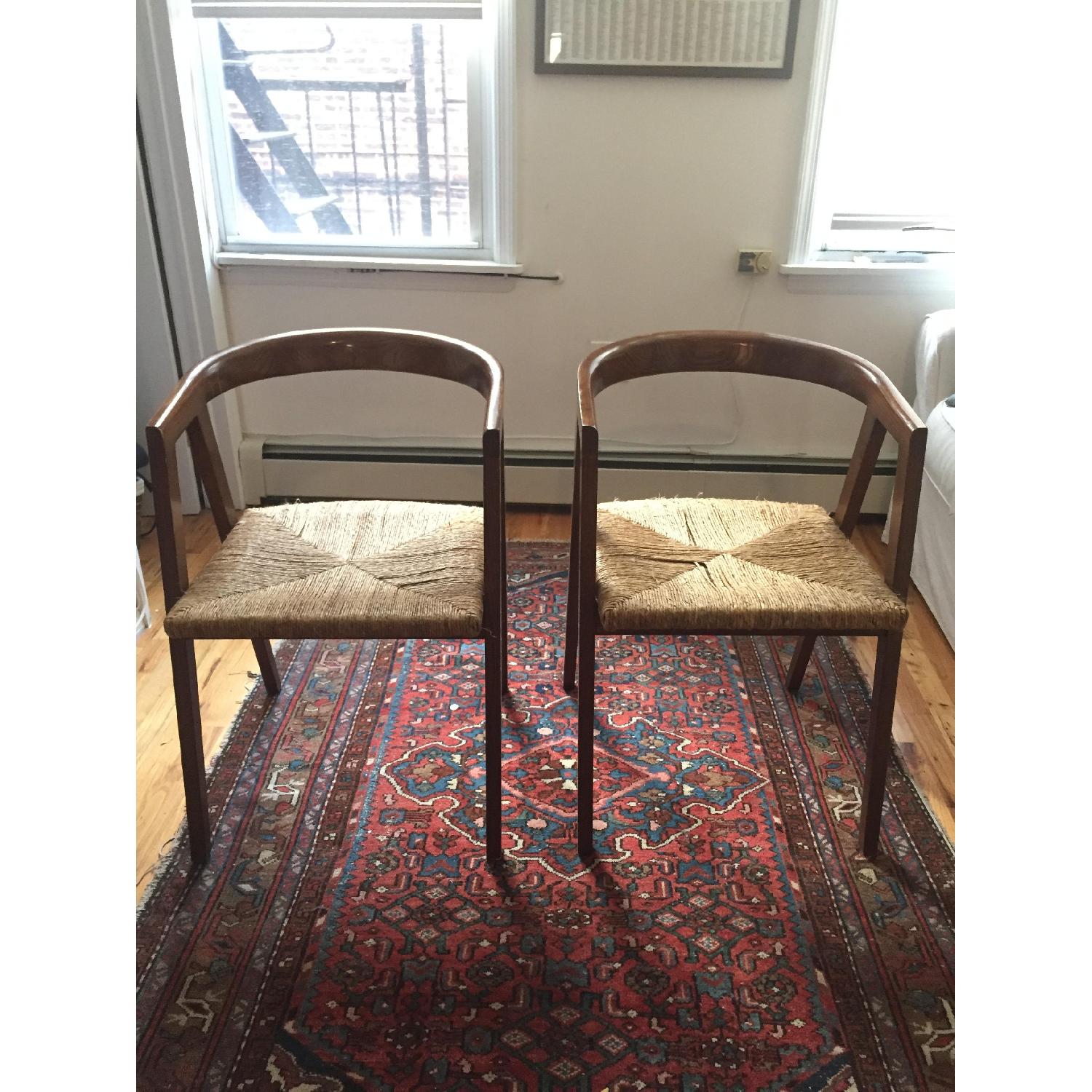 West Elm Dining Chairs w/ Raffia Cushion AptDeco