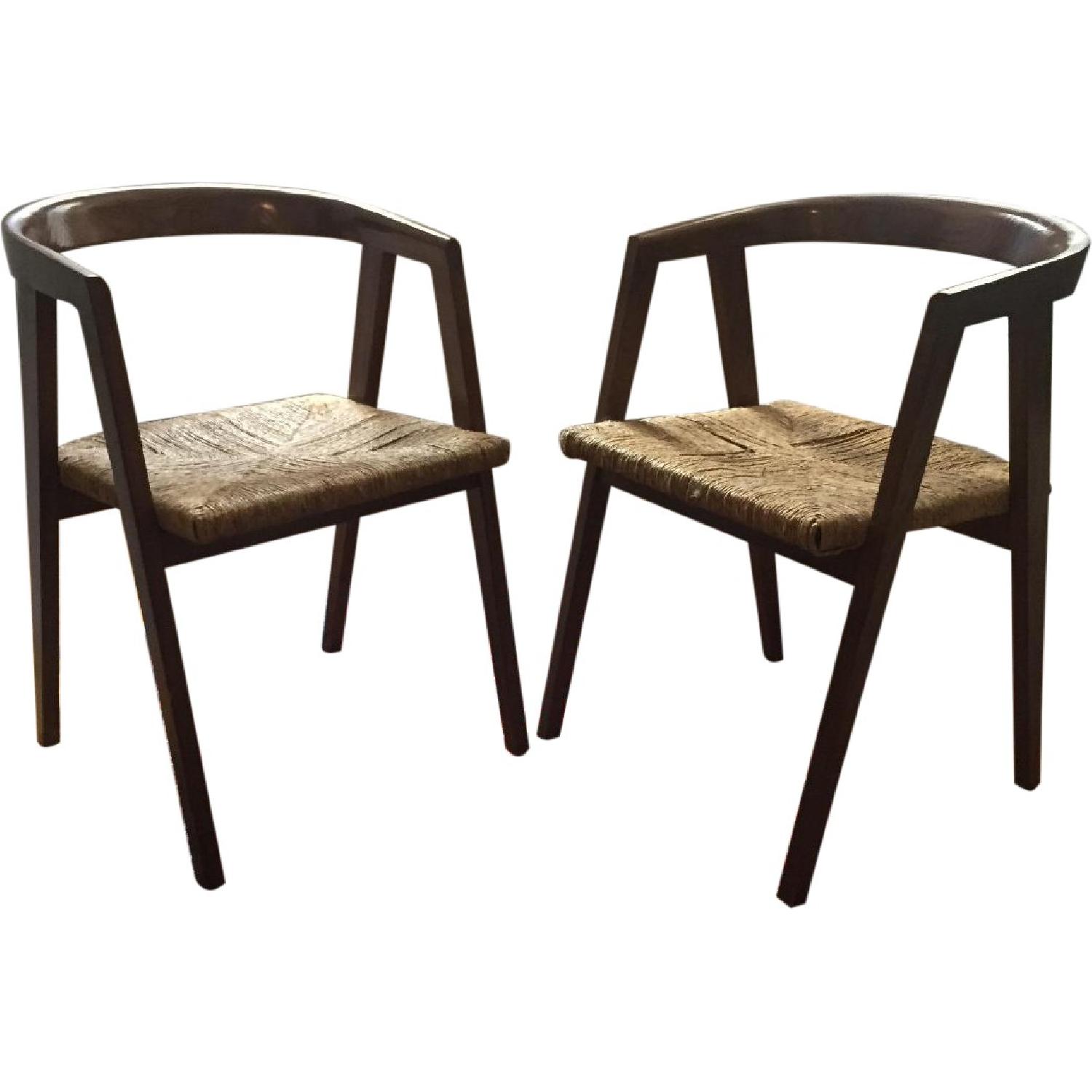 West Elm Dining Chairs w/ Raffia Cushion AptDeco