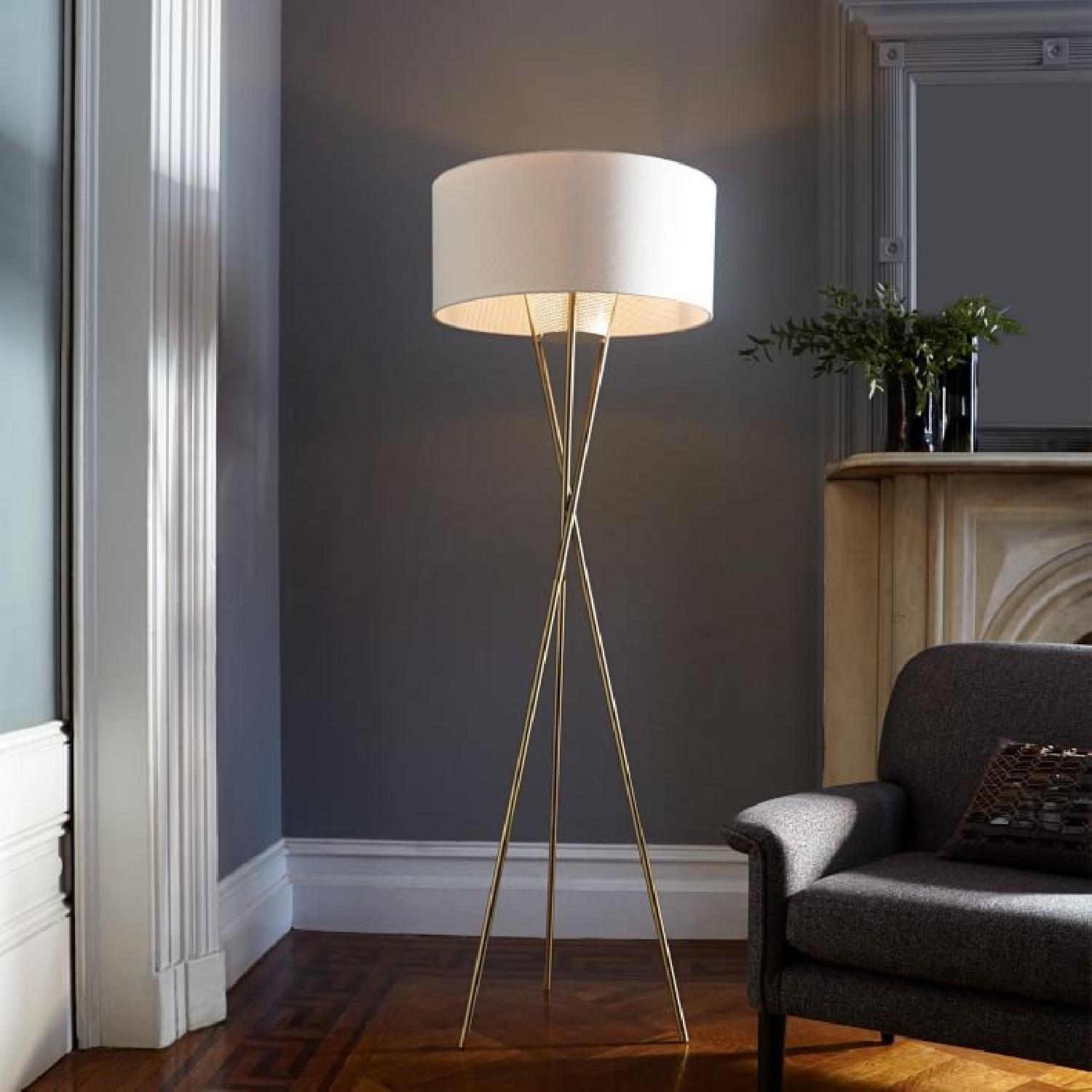 West Elm Mid-Century Antique Brass Tripod Floor Lamp - image-2