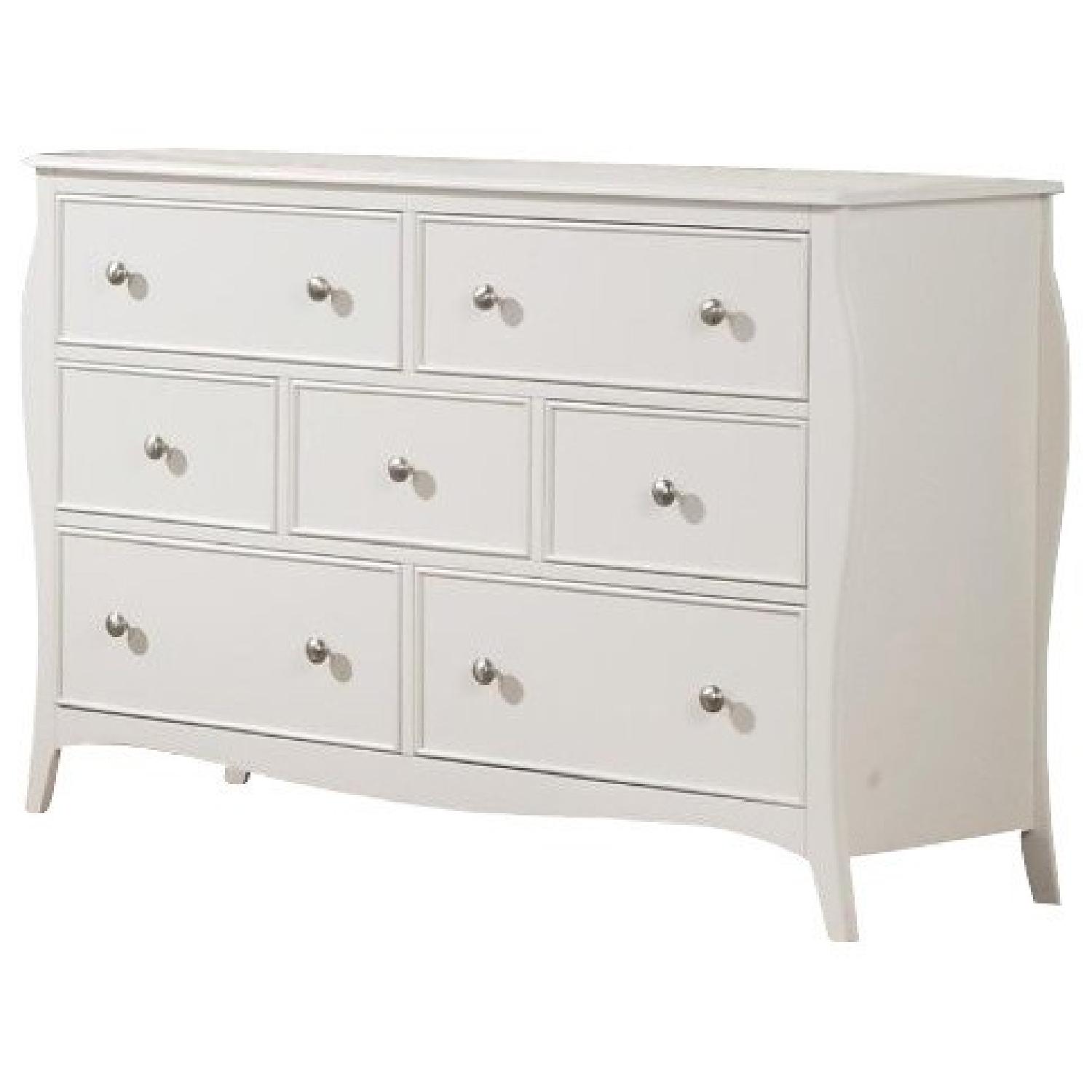 French Country Style Dresser In White Finish W Curved Moldi Aptdeco