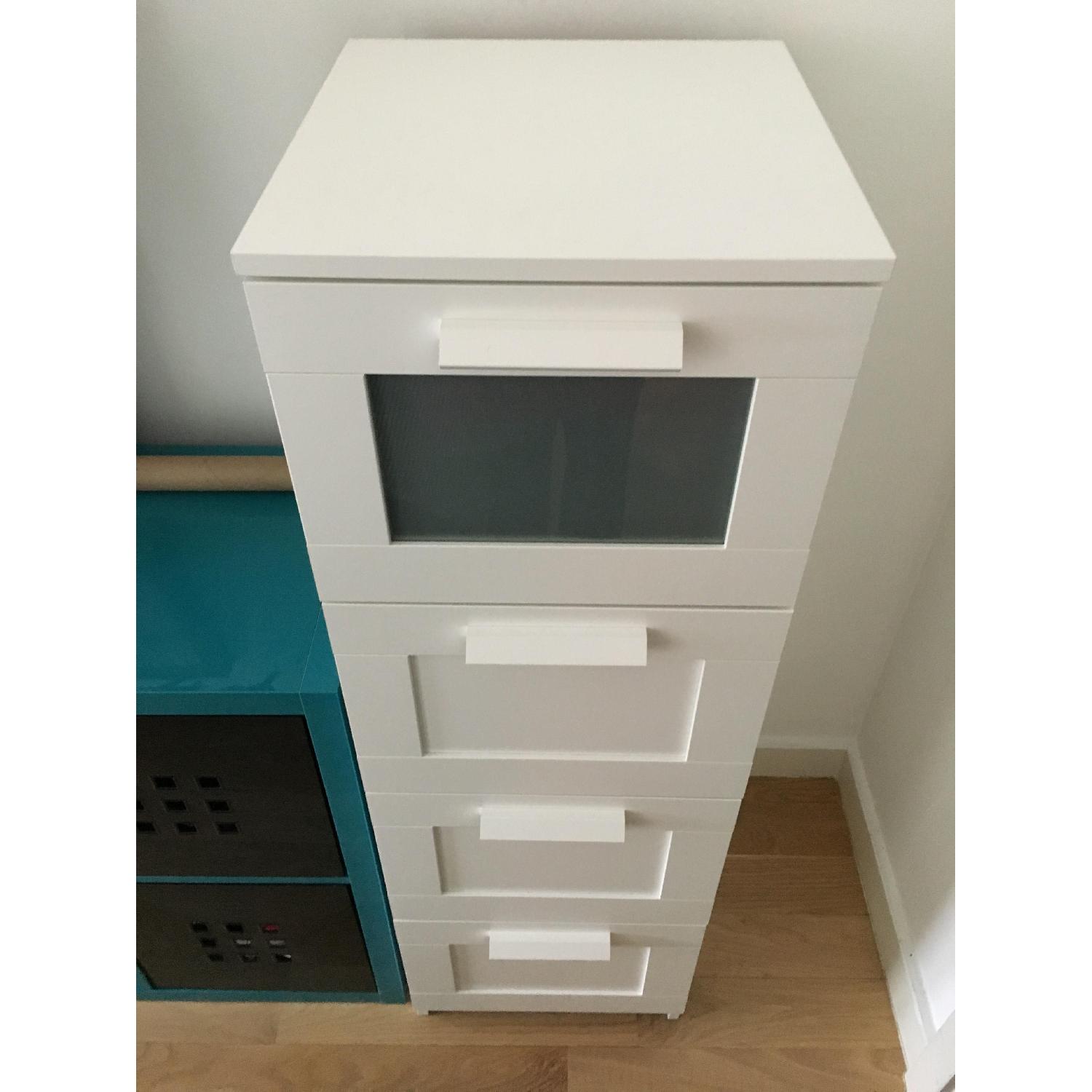 IKEA BRIMNES ホワイト木製チェスト 4段 ガラス窓付き BRIMNES ブリムネス チェスト（引き出し×4）, ホワイト