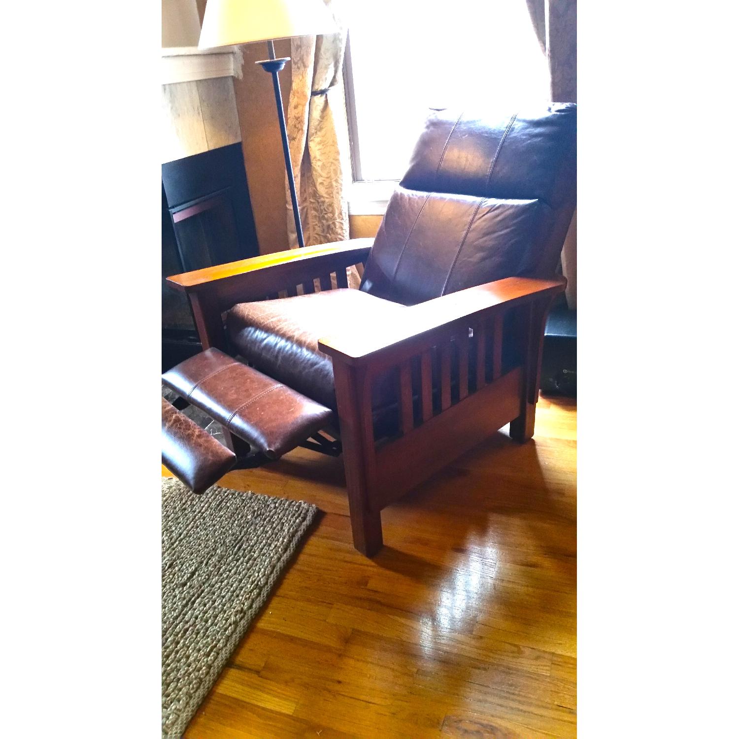 Mission Style Leather Upholstered Armchair - image-2