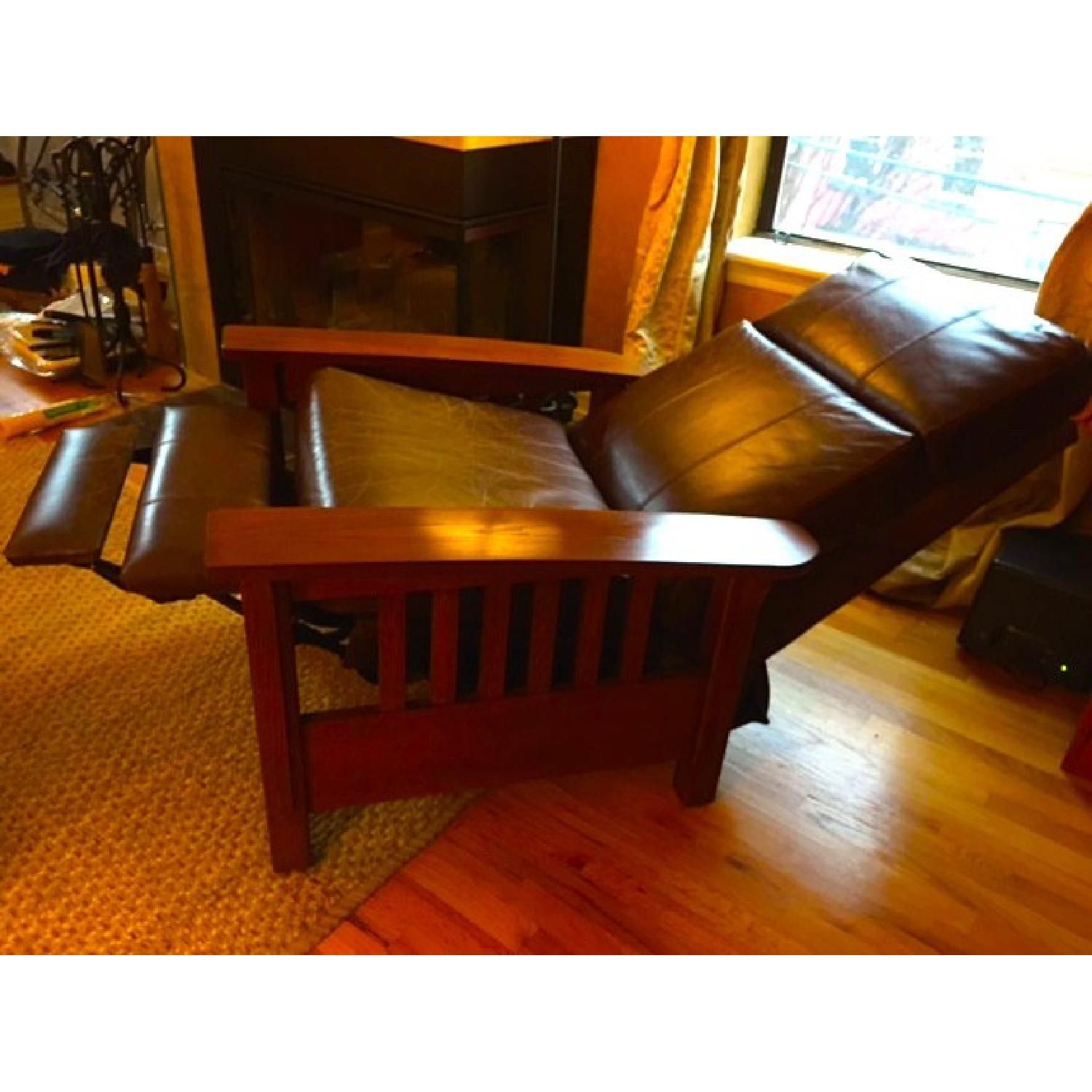 Mission Style Leather Upholstered Armchair - image-3