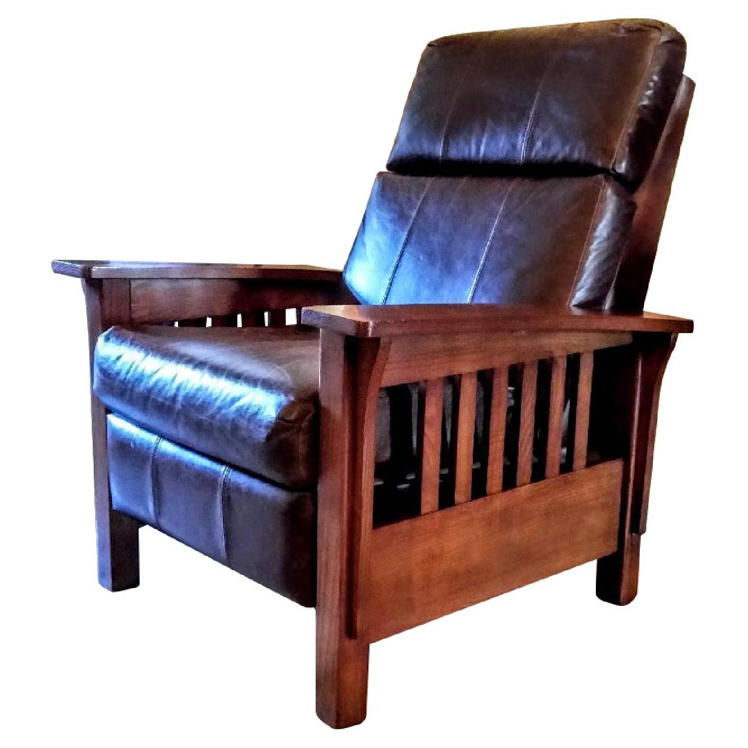 Mission Style Leather Upholstered Armchair - image-0