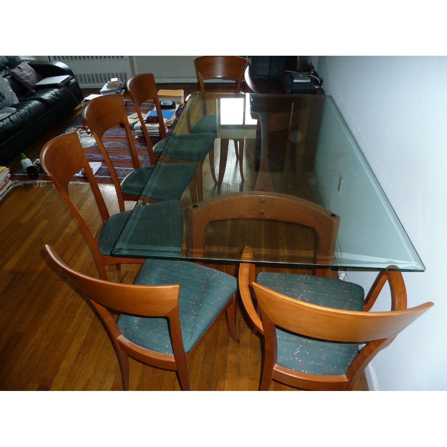 Dania Cherry Wood Glass Table w/ 6 Chairs - image-2