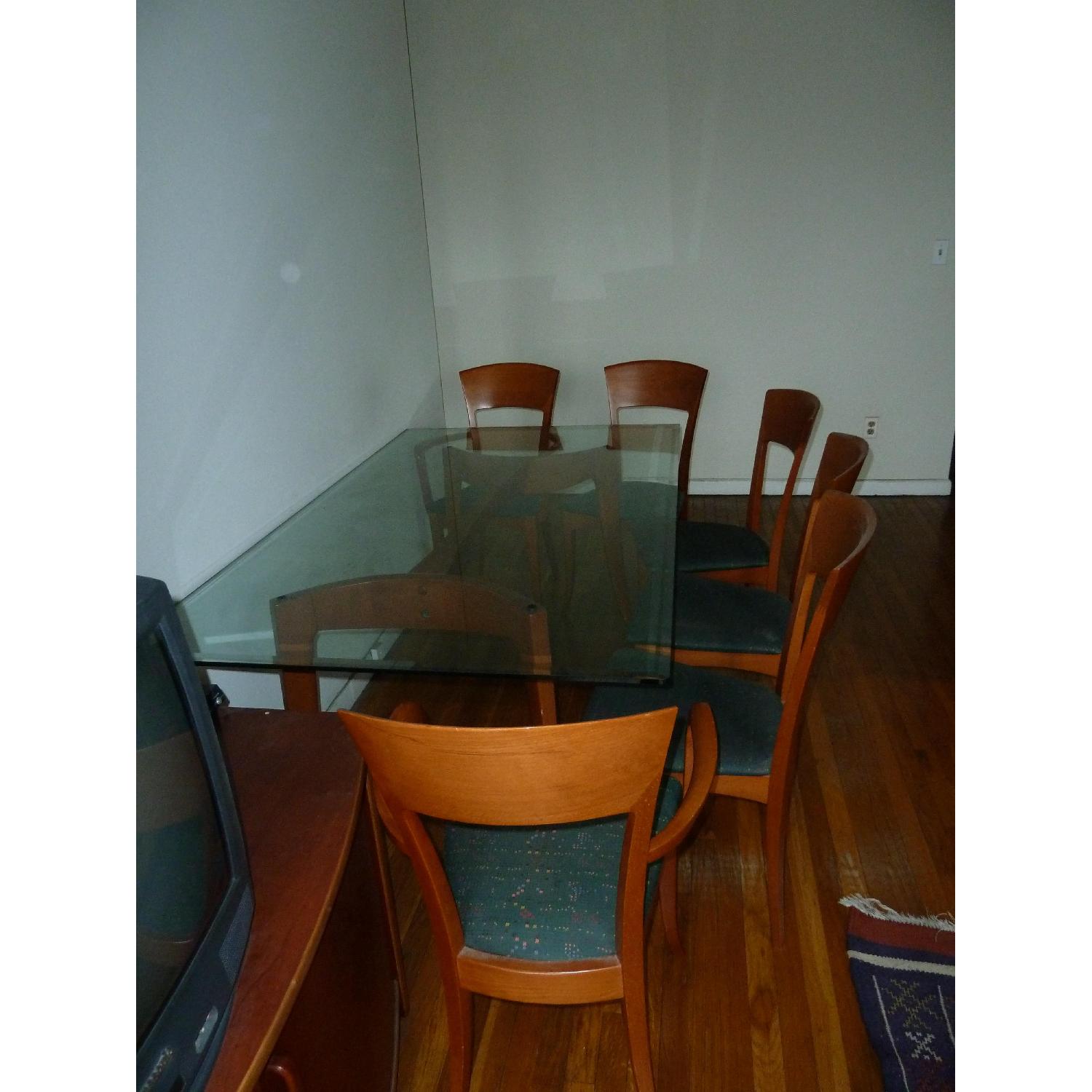 Dania Cherry Wood Glass Table w/ 6 Chairs - image-3
