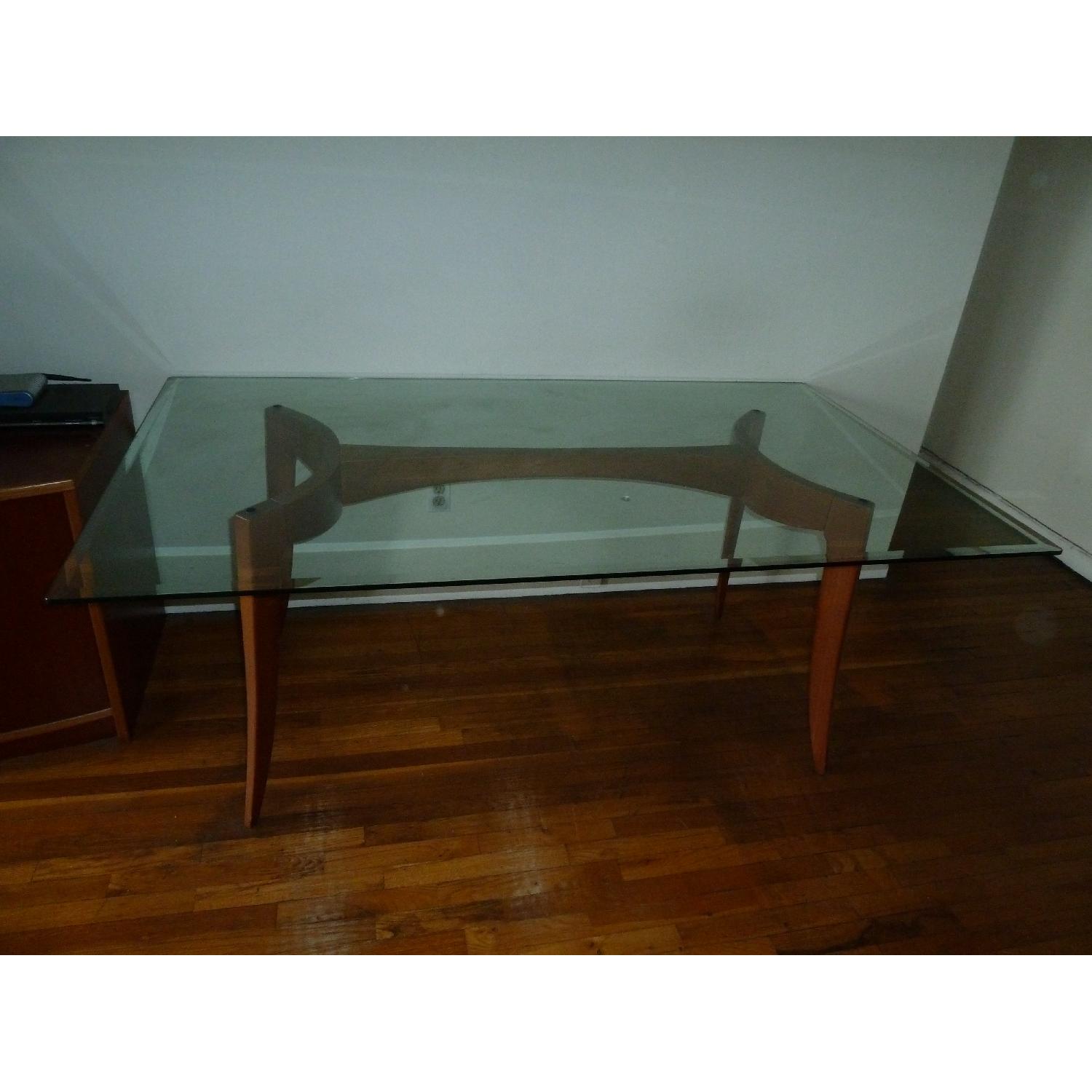 Dania Cherry Wood Glass Table w/ 6 Chairs - image-5