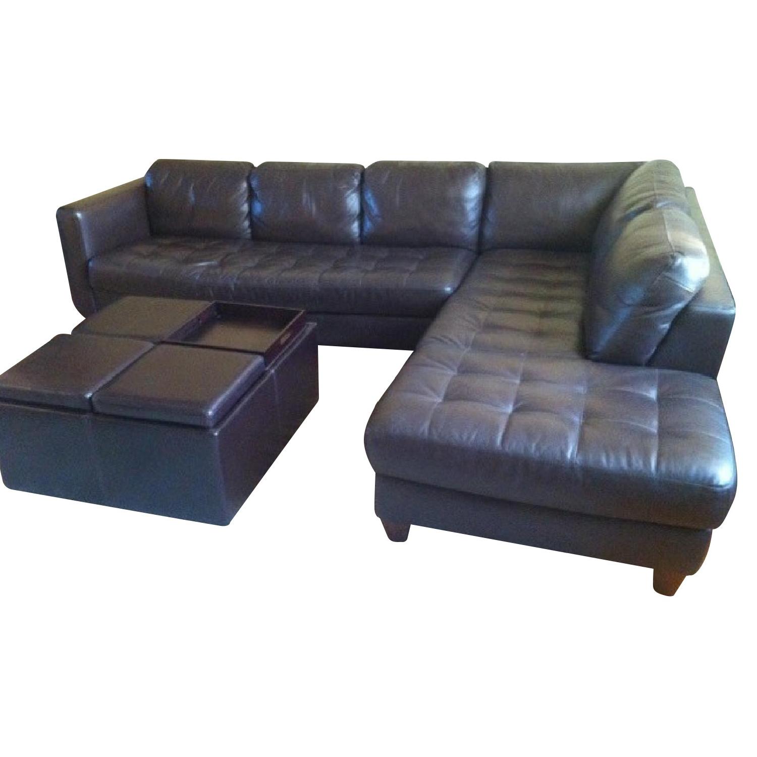 Macy's Leather Sectional Couch AptDeco