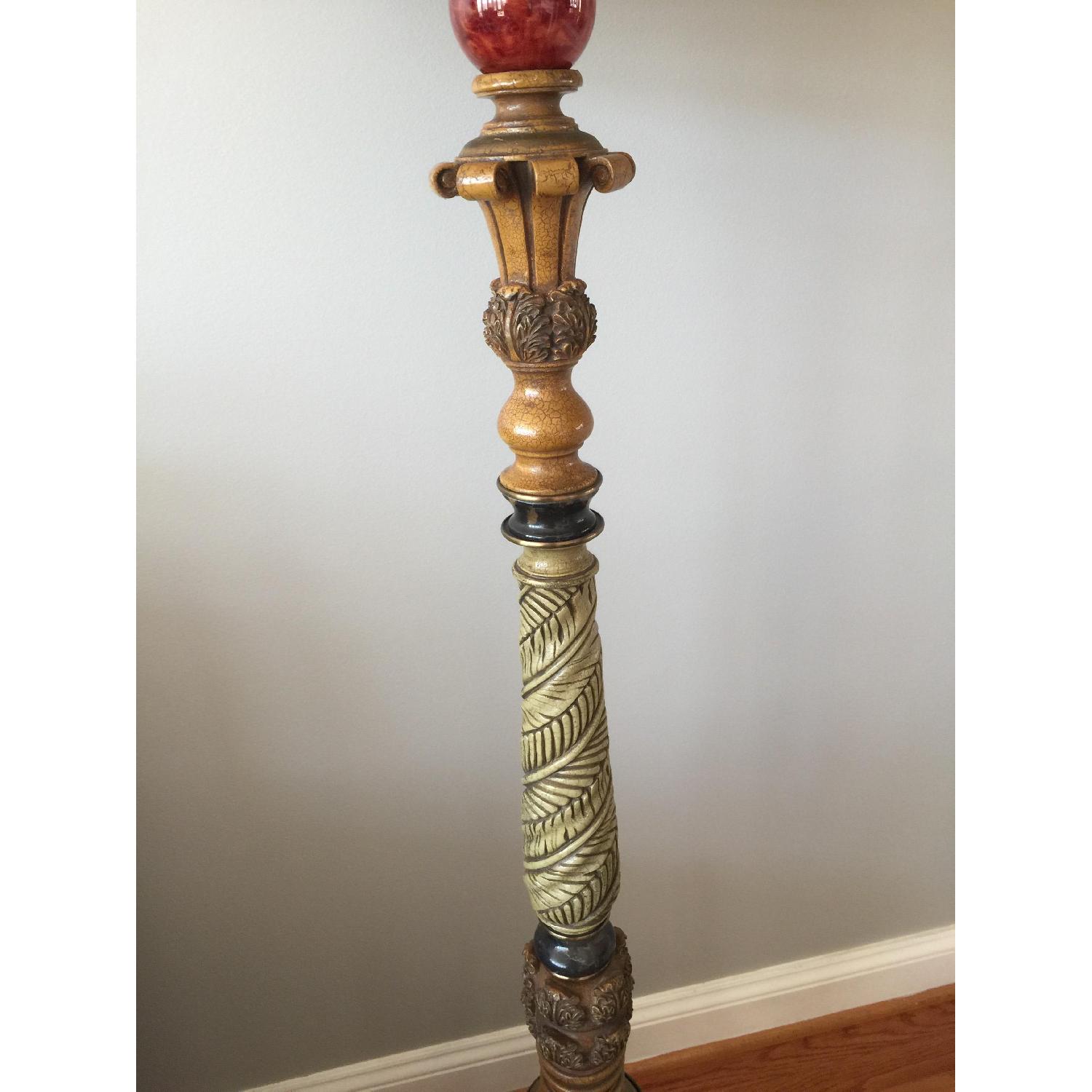 Edgar Reeves Carved Wood & Marble Floor Lamps - image-4