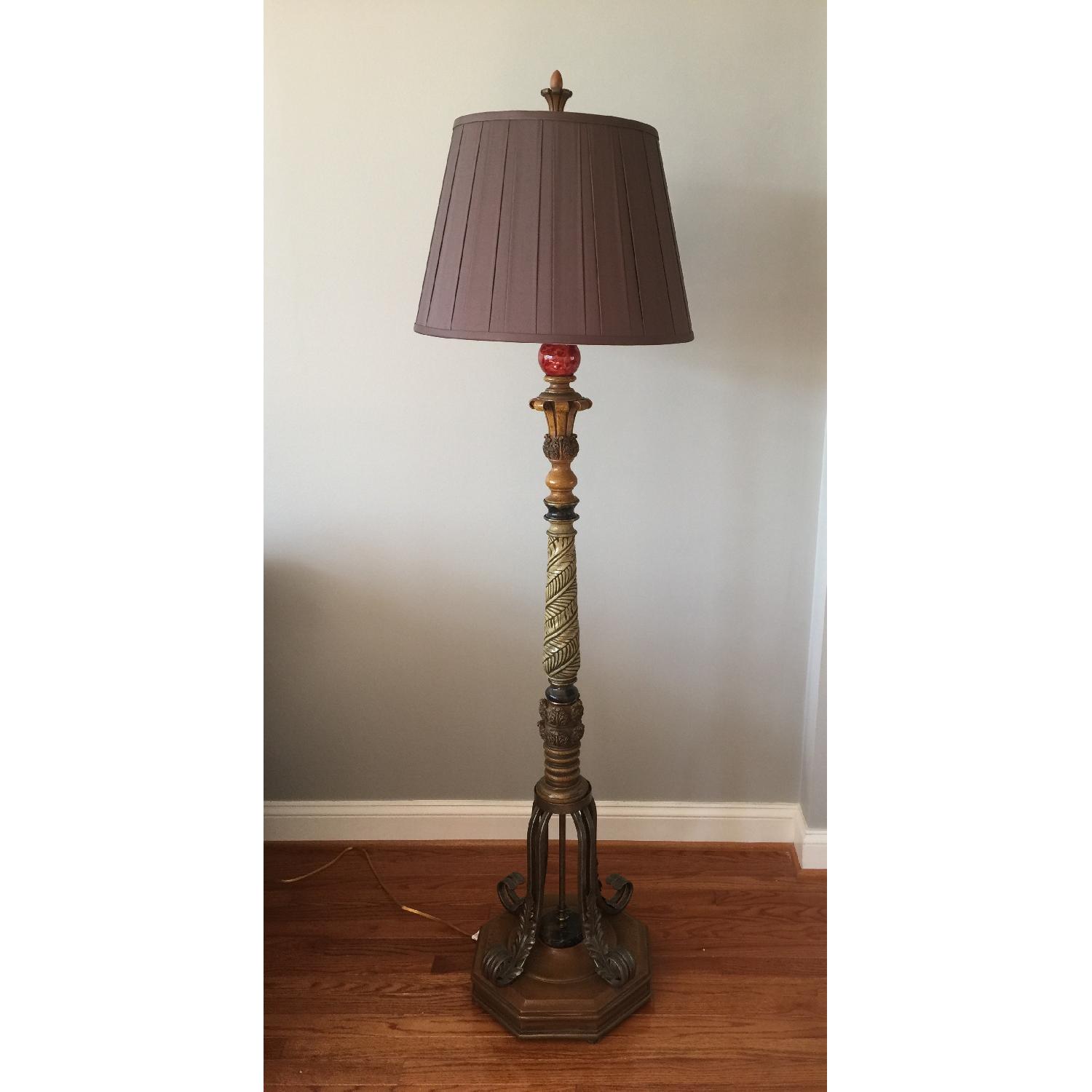 Edgar Reeves Carved Wood & Marble Floor Lamps - image-5