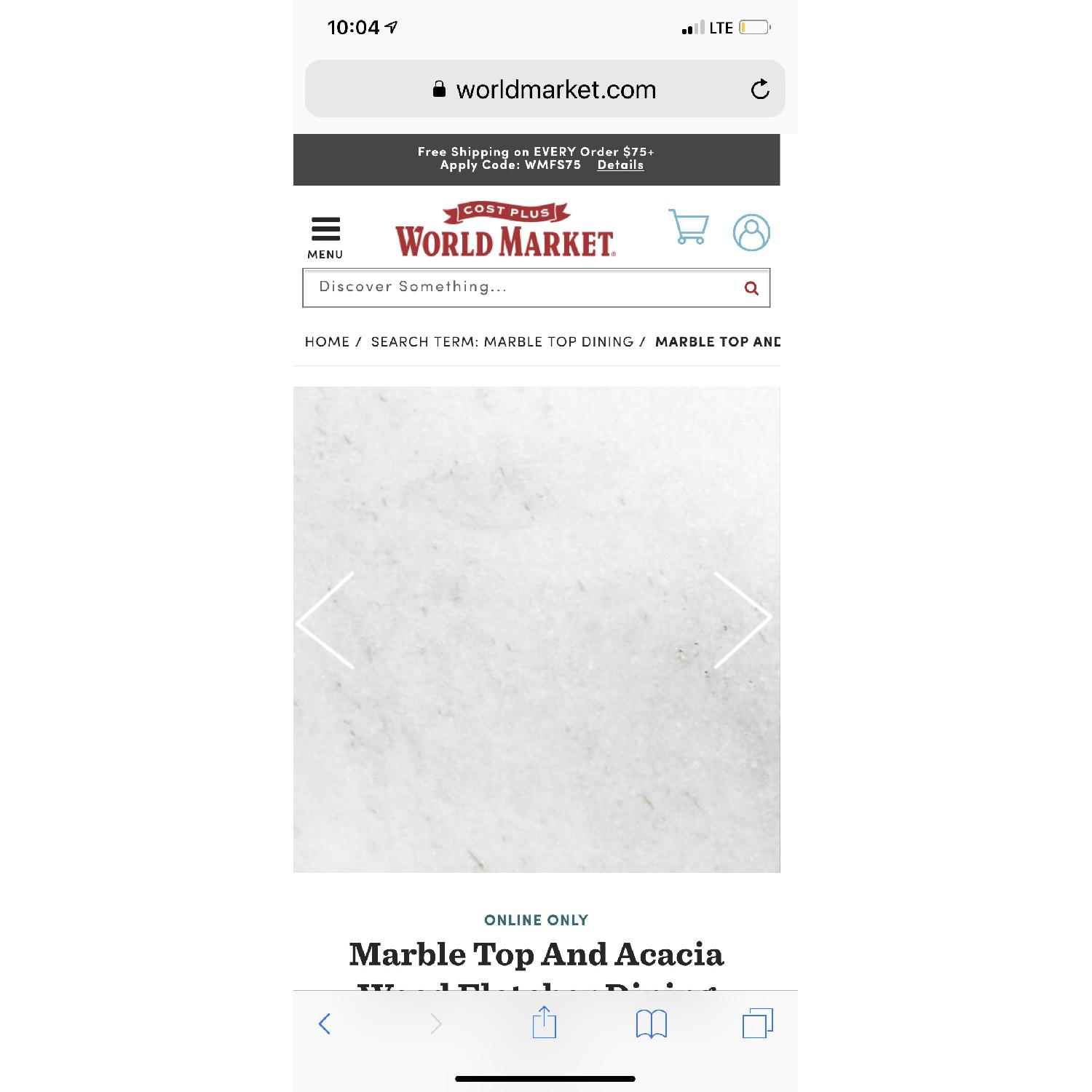 World Market Marble Top & Acacia Wood Fletcher Dining Table - image-2