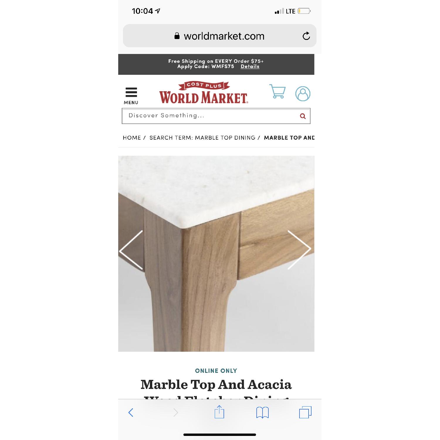 World Market Marble Top & Acacia Wood Fletcher Dining Table - image-3