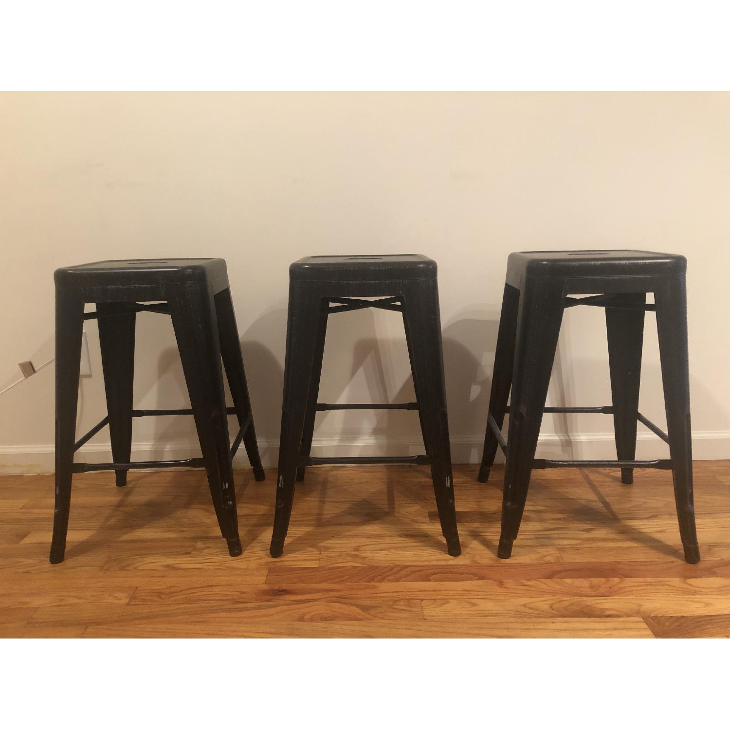 Black Rustic Industrial Metal Stackable Stools - image-3