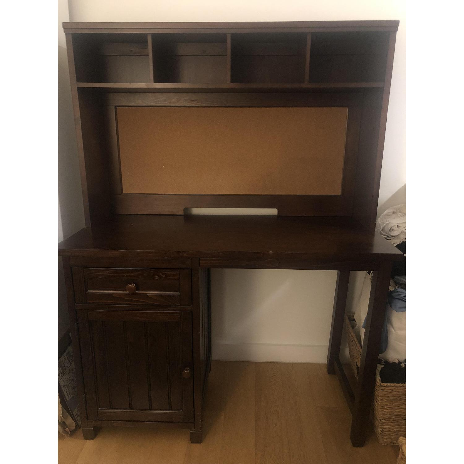 Pottery Barn Beadboard Space Saving Desk & Hutch - image-3