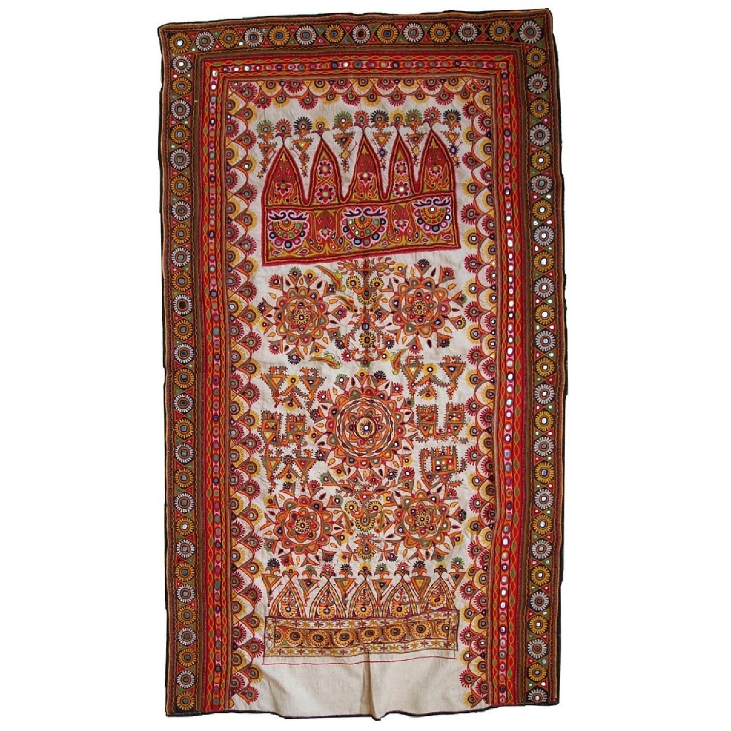 Handmade Indian Embroidered Tapestry Wall Hanging - image-0