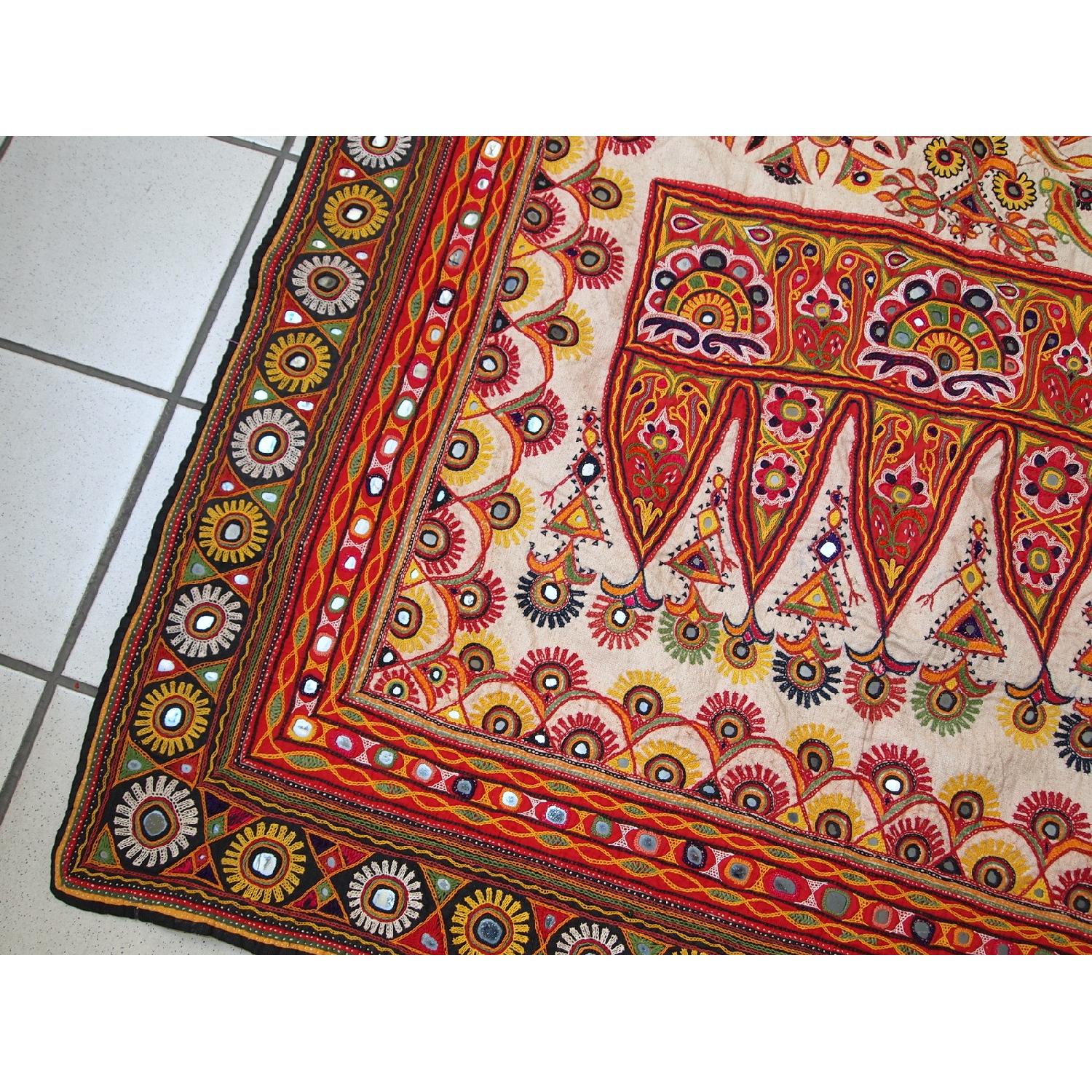 Handmade Indian Embroidered Tapestry Wall Hanging - image-5