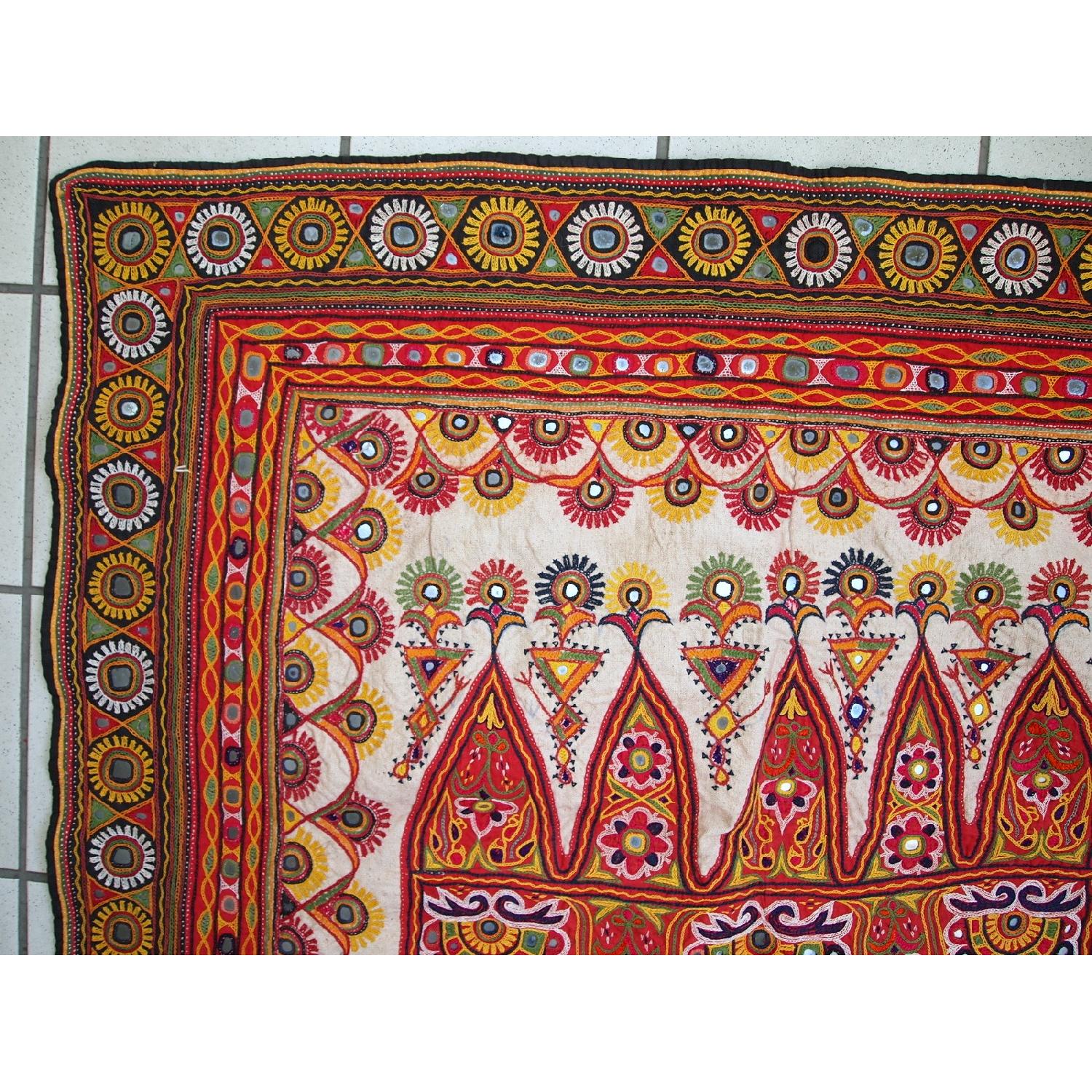 Handmade Indian Embroidered Tapestry Wall Hanging - image-10