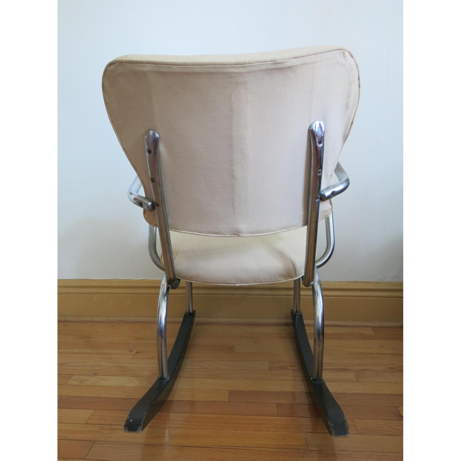 Vintage Chrome Rocking Chair w/ White Upholstery - image-3