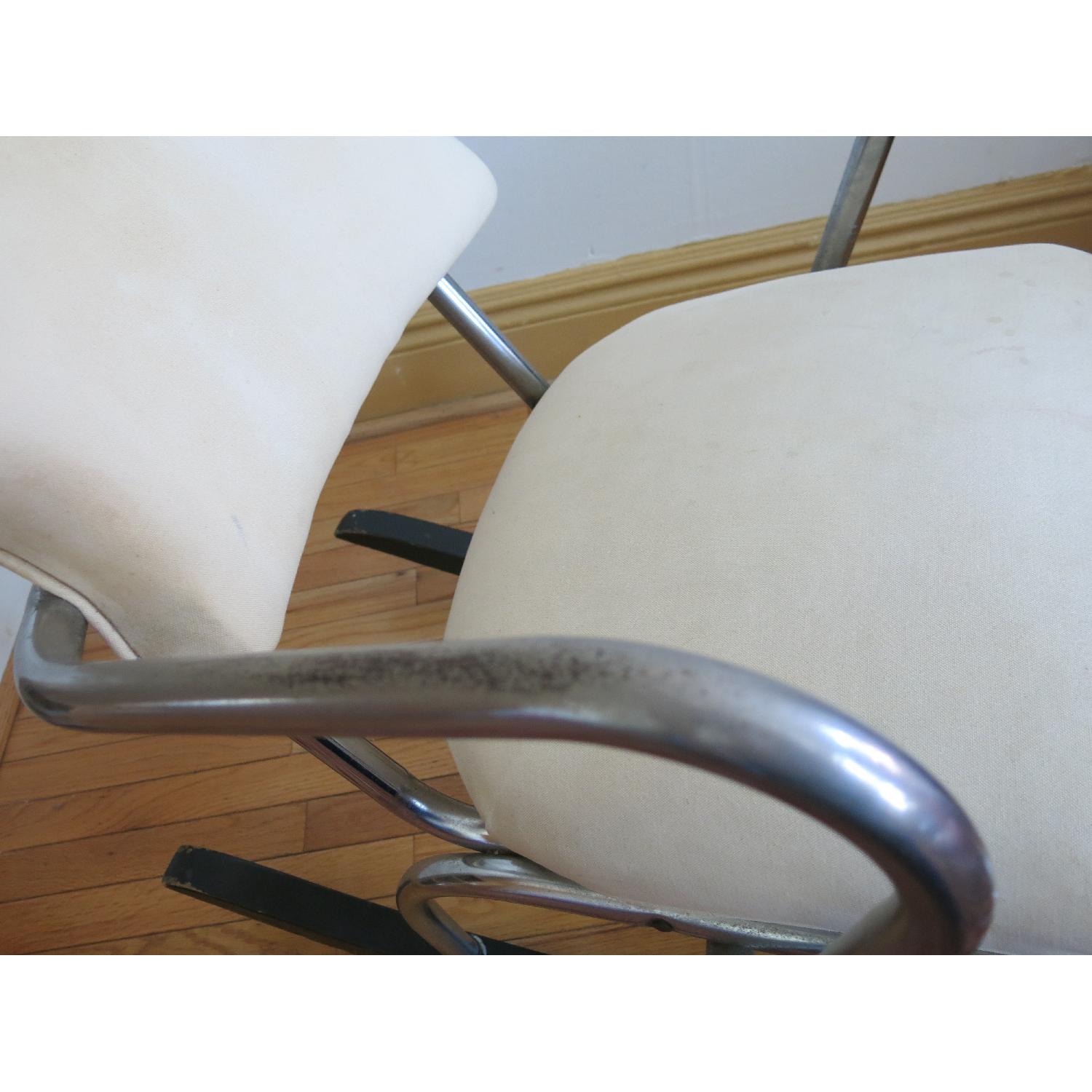 Vintage Chrome Rocking Chair w/ White Upholstery - image-6