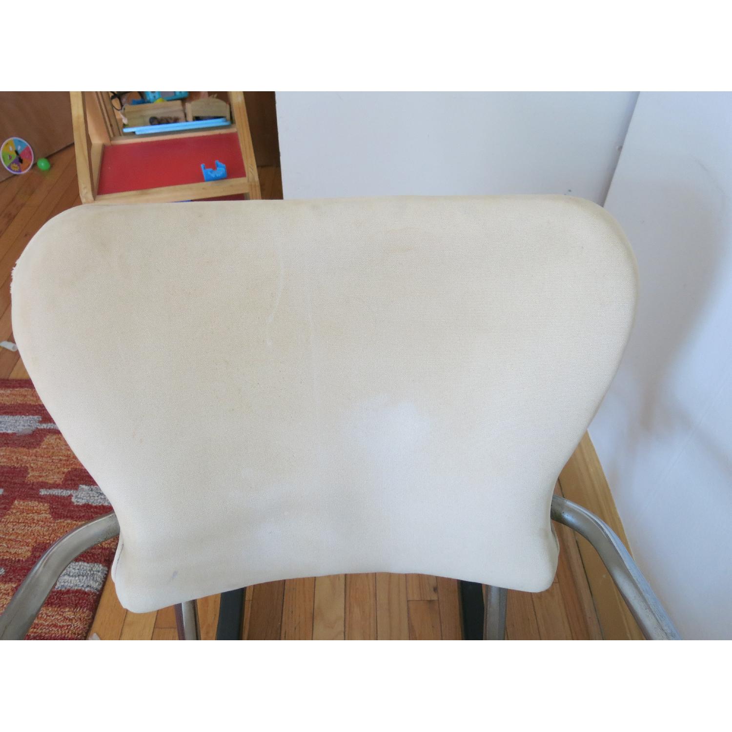 Vintage Chrome Rocking Chair w/ White Upholstery - image-8