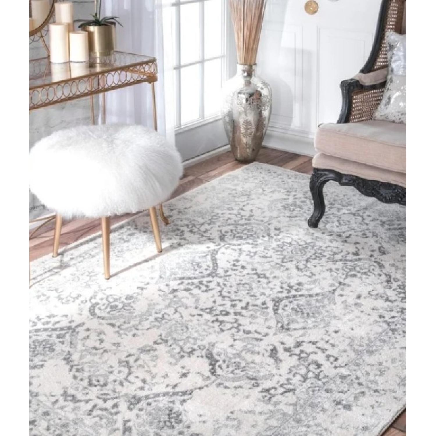 Vintage Floral Ornament Ivory & Grey Rug - image-0
