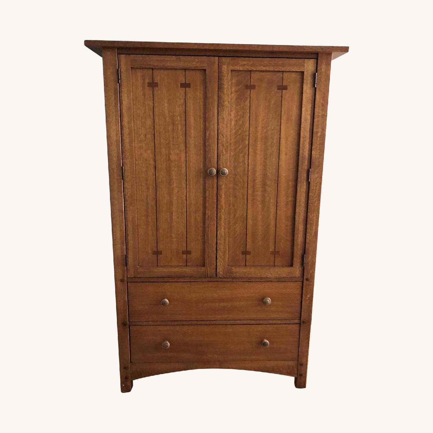 Mission Style Oak Armoire - image-0