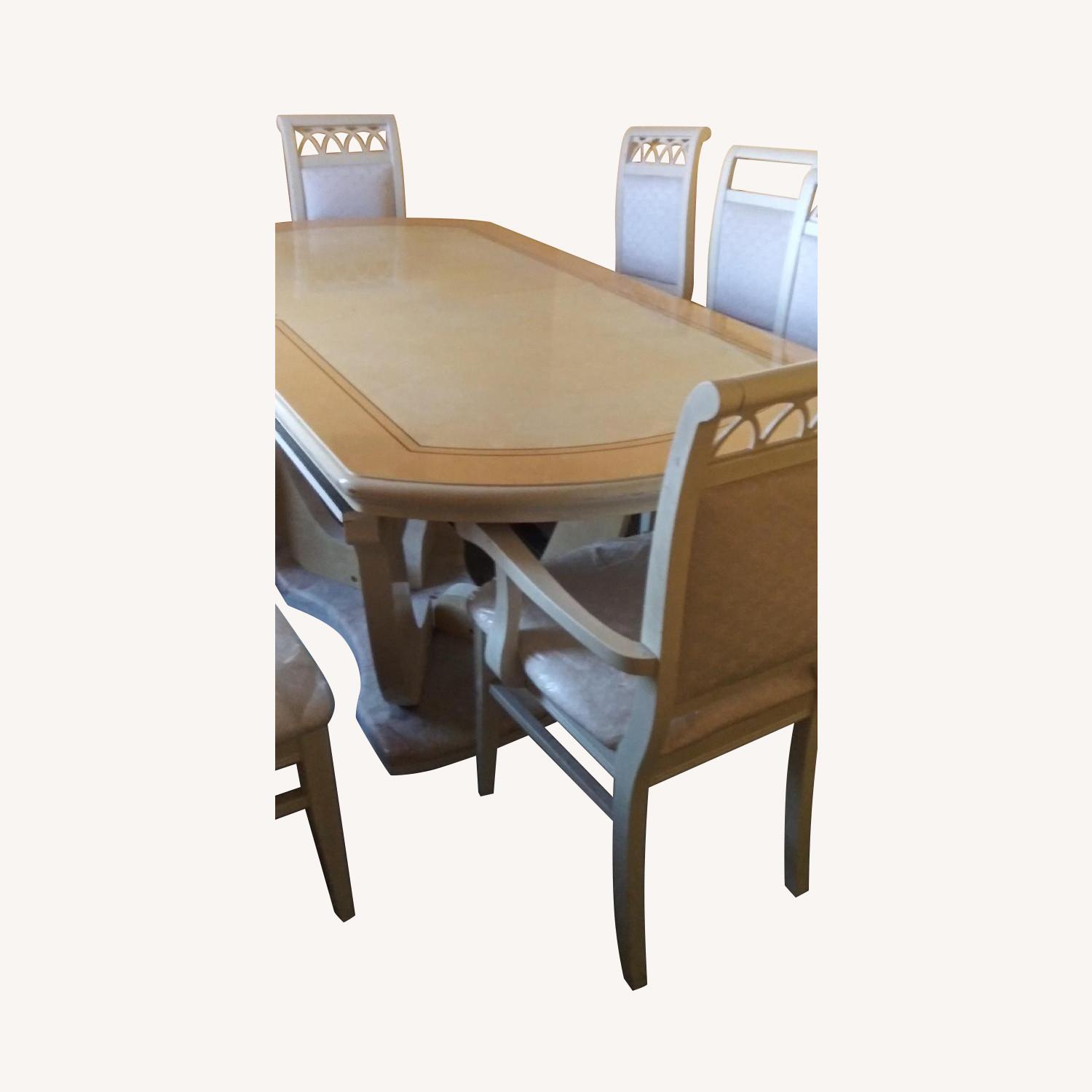 Wood 9 Piece Expandable Dining Set - AptDeco