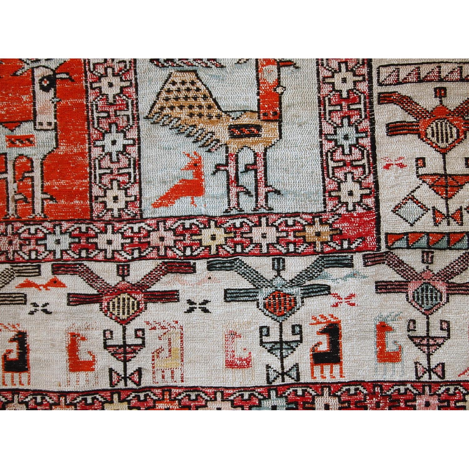 Vintage Handmade Persian Sumak Silk Kilim Rug - image-3