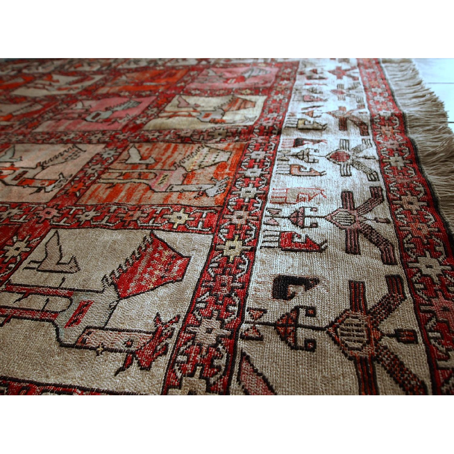 Vintage Handmade Persian Sumak Silk Kilim Rug - image-5
