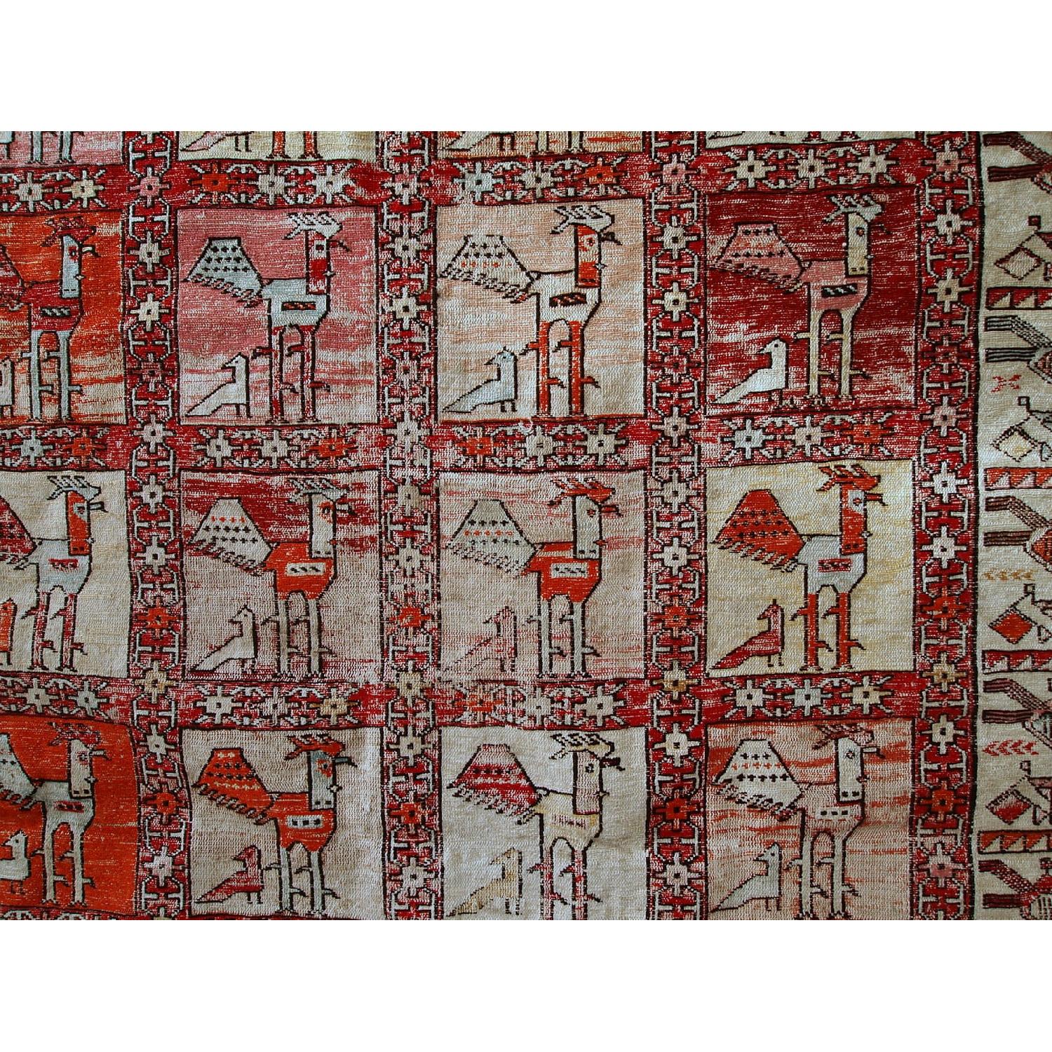 Vintage Handmade Persian Sumak Silk Kilim Rug - image-8