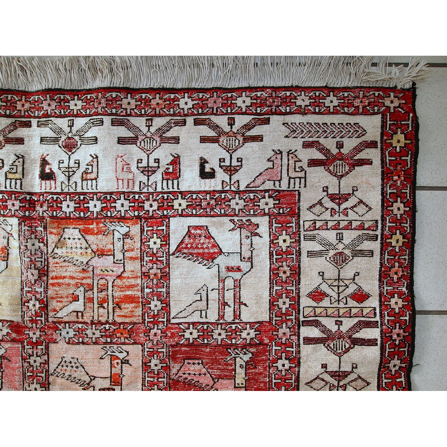 Vintage Handmade Persian Sumak Silk Kilim Rug - image-11