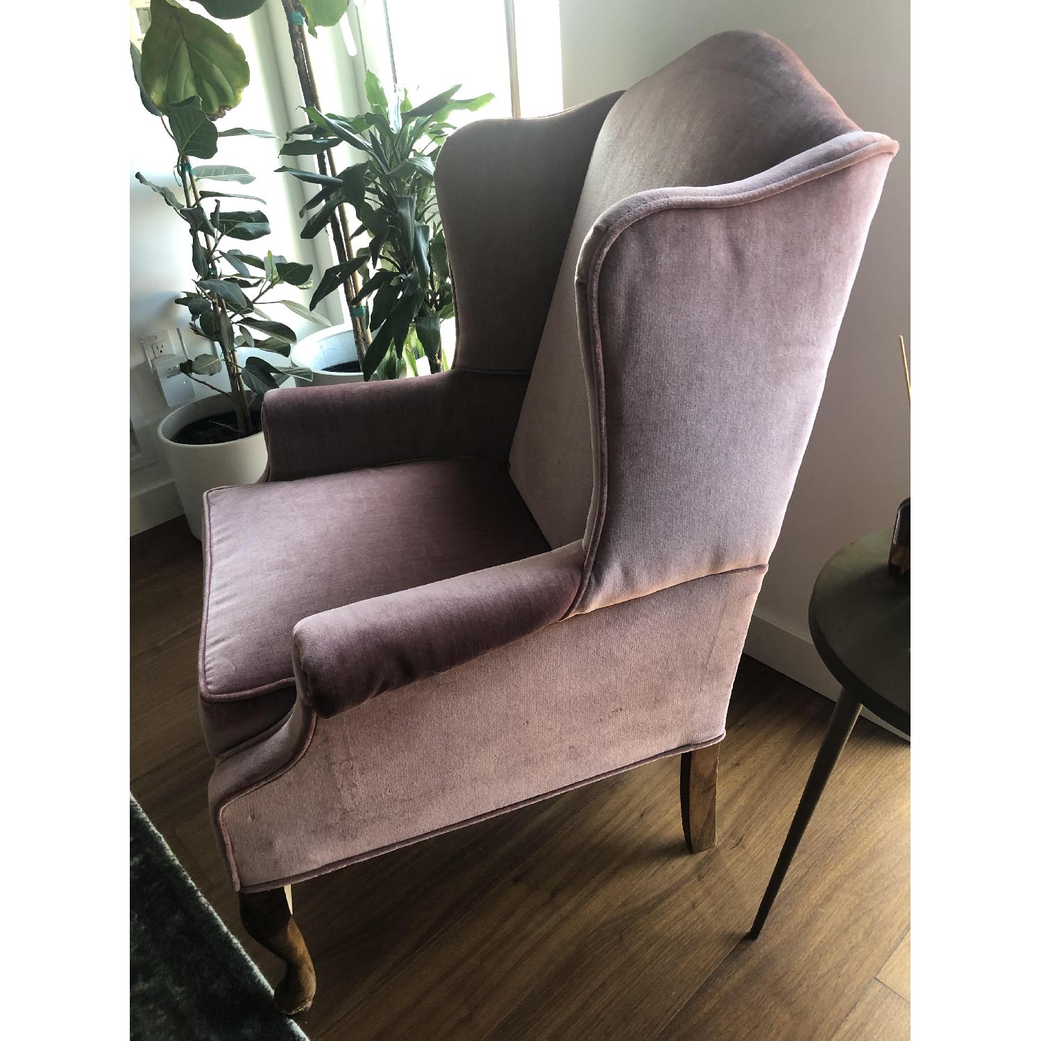 Vintage Velvet Pink Wingback Chair - image-3