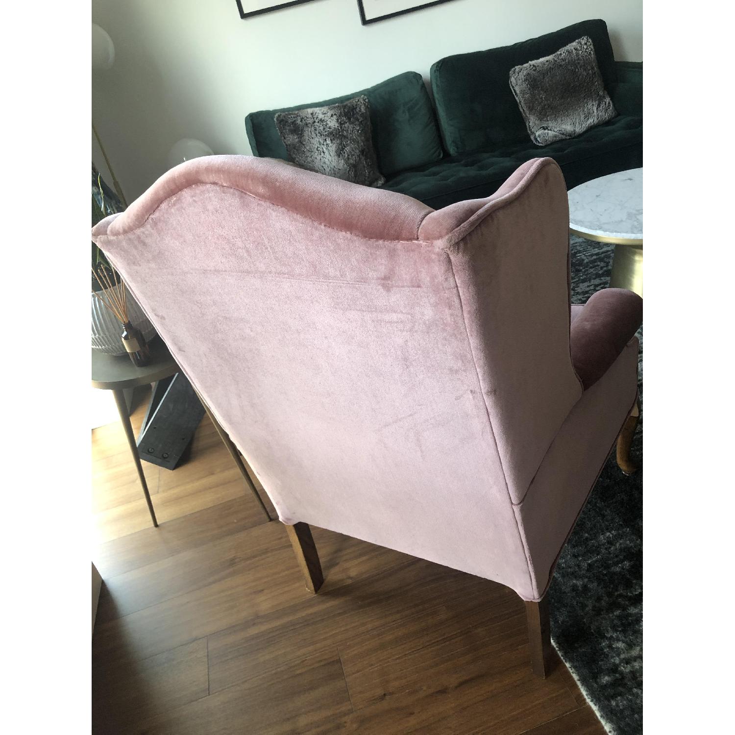 Vintage Velvet Pink Wingback Chair - image-5