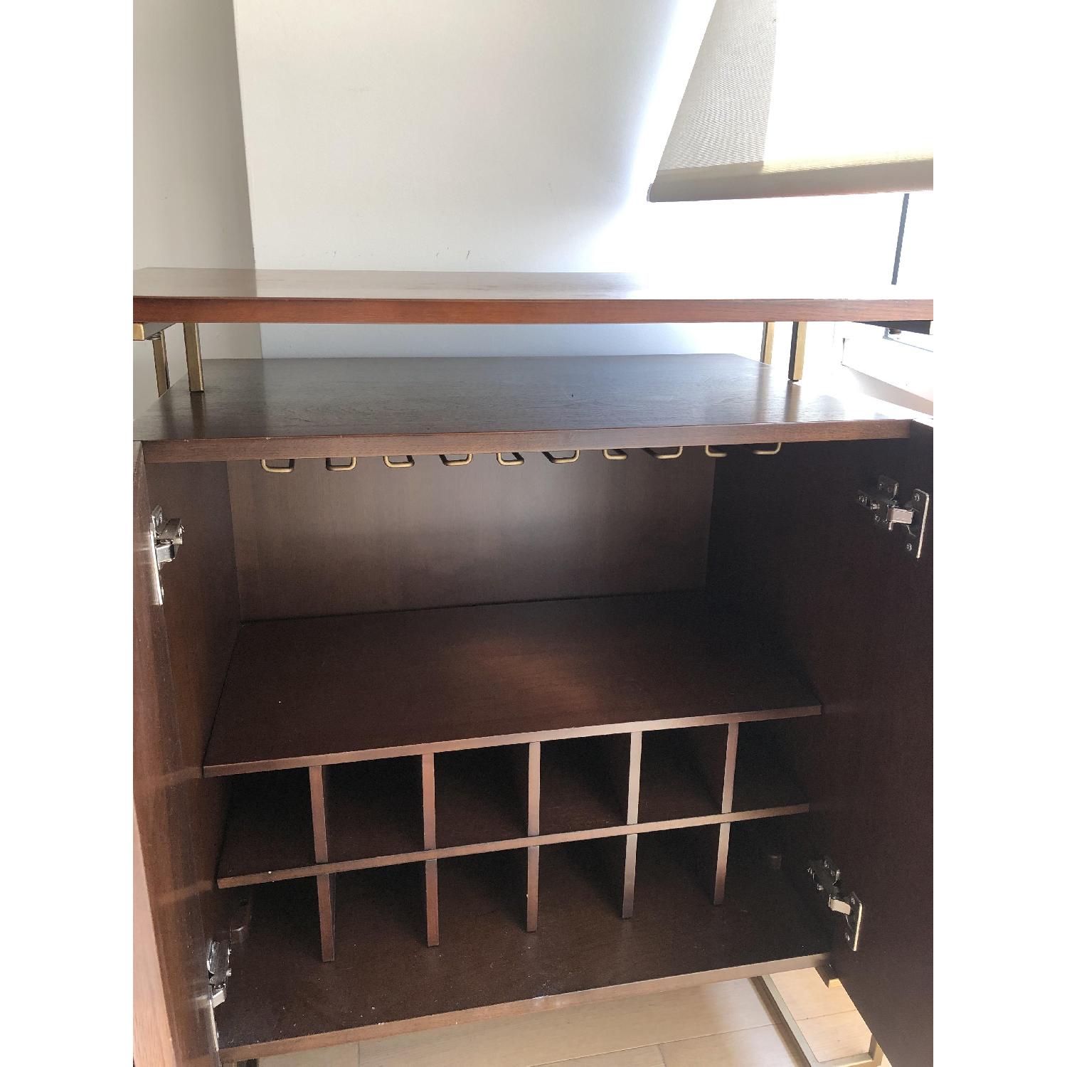 West Elm Walnut Wine Cabinet w/ Brass Hardware - image-3