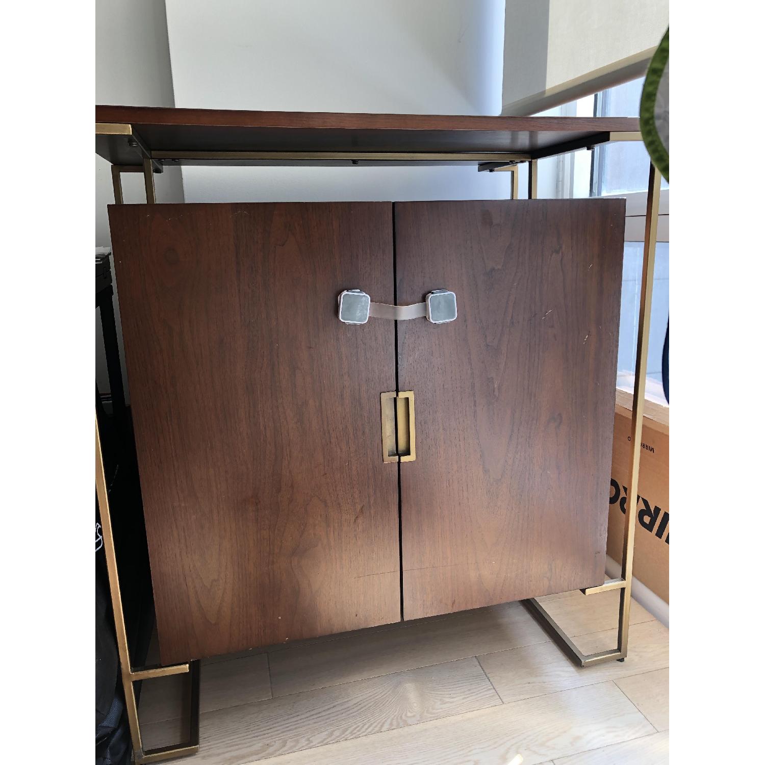 West Elm Walnut Wine Cabinet w/ Brass Hardware - image-4